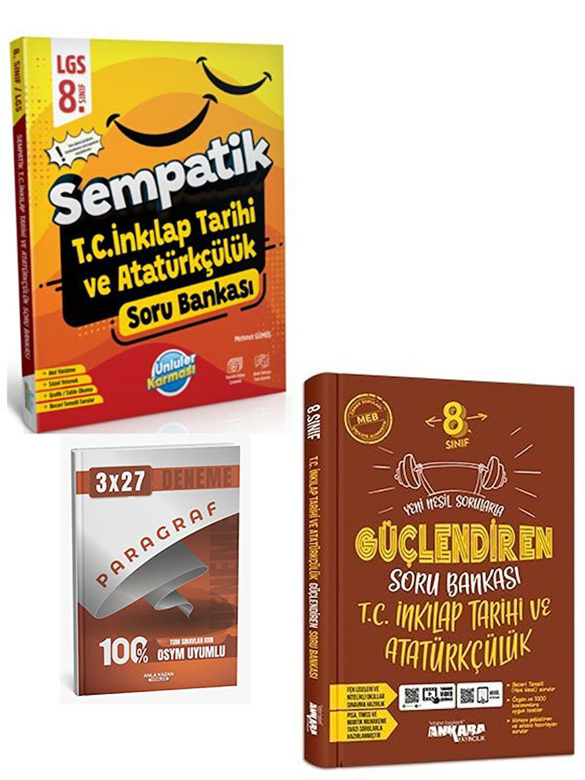 Ünlüler+Ankara 2026 8. Sınıf LGS T.C. İnkilap Tarihi ve Atatürkçülük Sempatik Soru Bankası Seti+Anla Kazan Paragraf