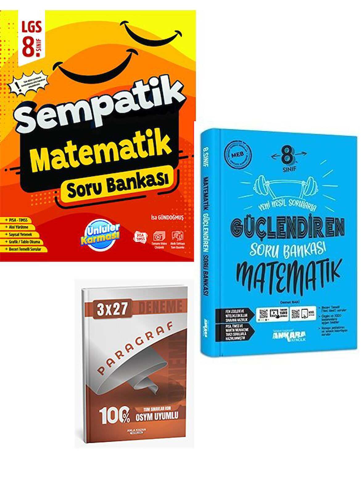 Ünlüller+Ankara 2026 8.Sınıf Sempatik Matematik Soru Bankası Seti+Anla Kazan Paragraf