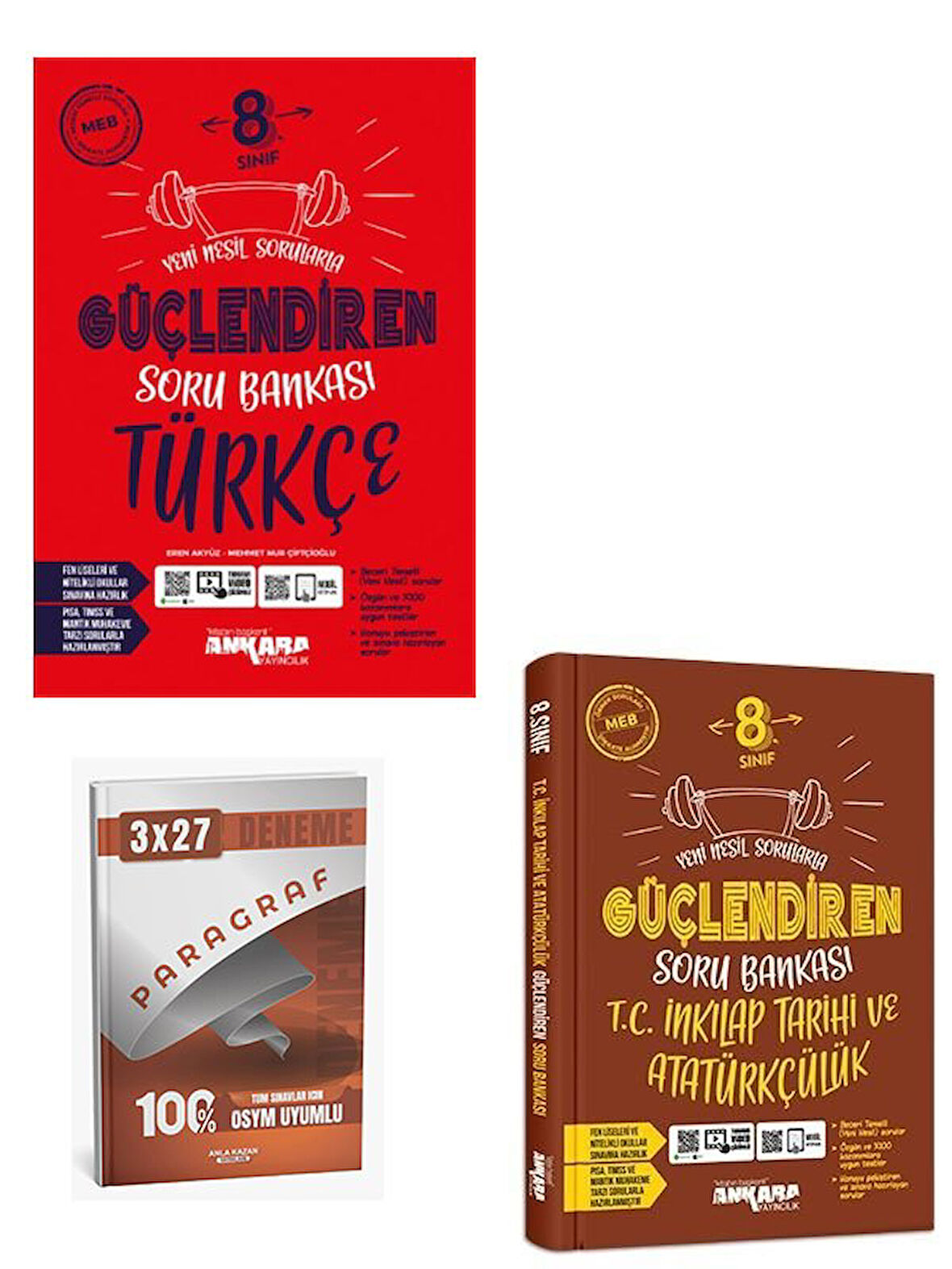 Ankara 2006 8. Sınıf Türkçe+T.C. İnkılap Tarihi ve Atatürkçülük Güçlendiren Soru Bankası Seti Anla Kazan Paragraf