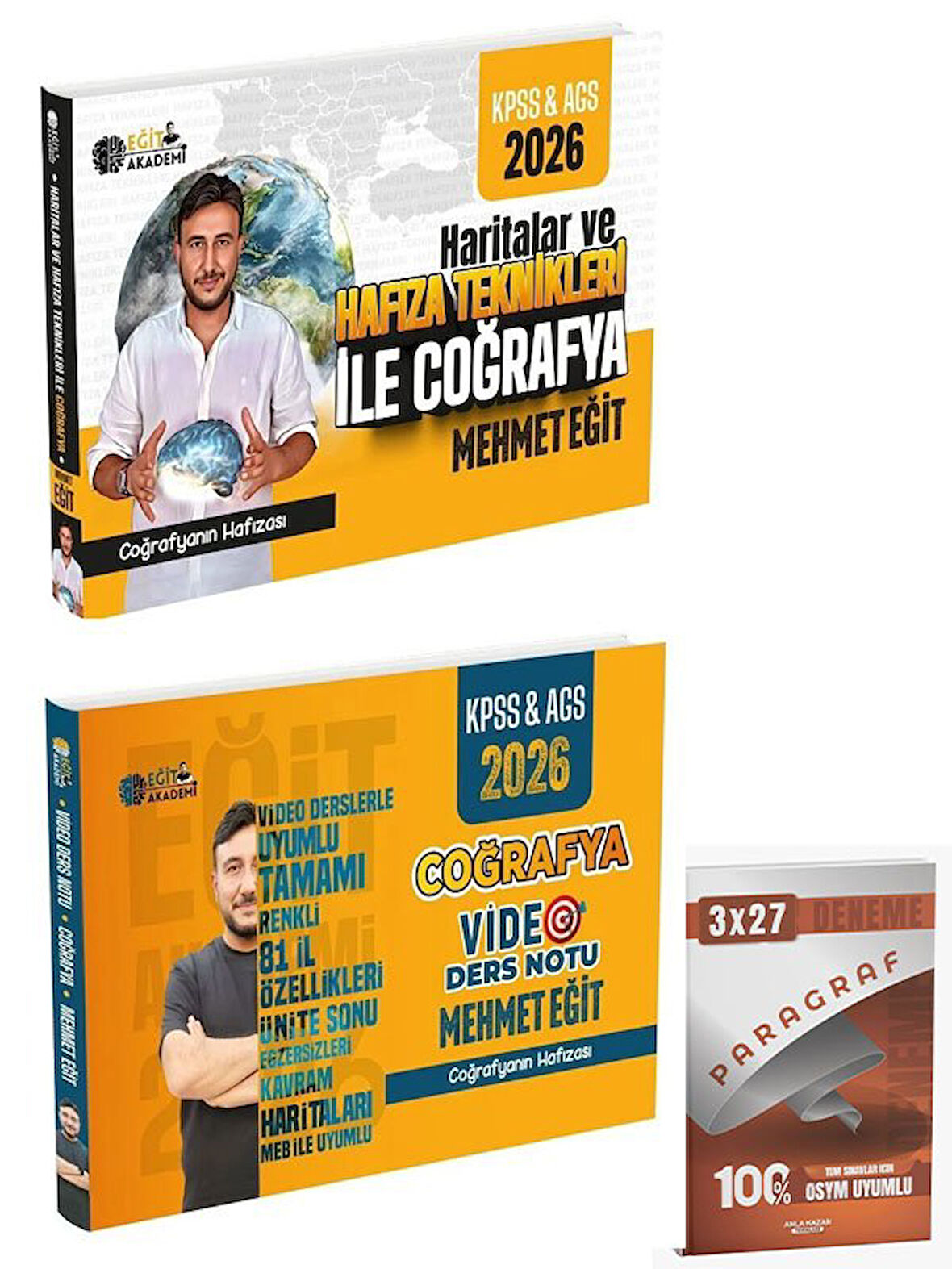 EğitAkademi 2026 KPSS MEB-AGS Haritalar ve Hafıza Teknikleri ile Coğrafya + Video Ders Notu 2 li Set+Anla Kazan Paragraf