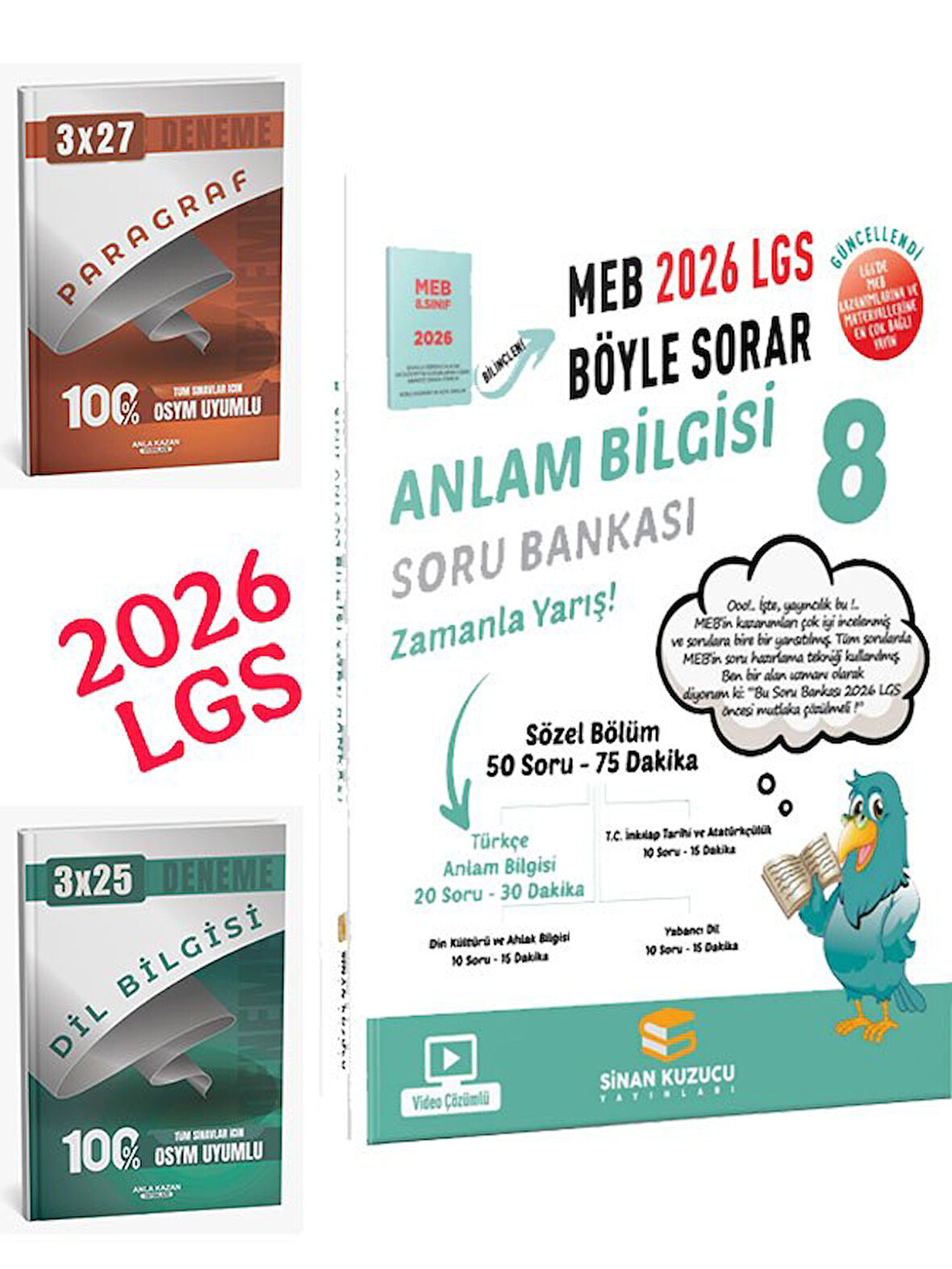 Sinan Kuzucu 2026 8.Sınıf LGS MEB Ne Sorar Anlam Bilgisi Soru Bankası+Anla Kazan Paragraf+Dilbilgisi Seti