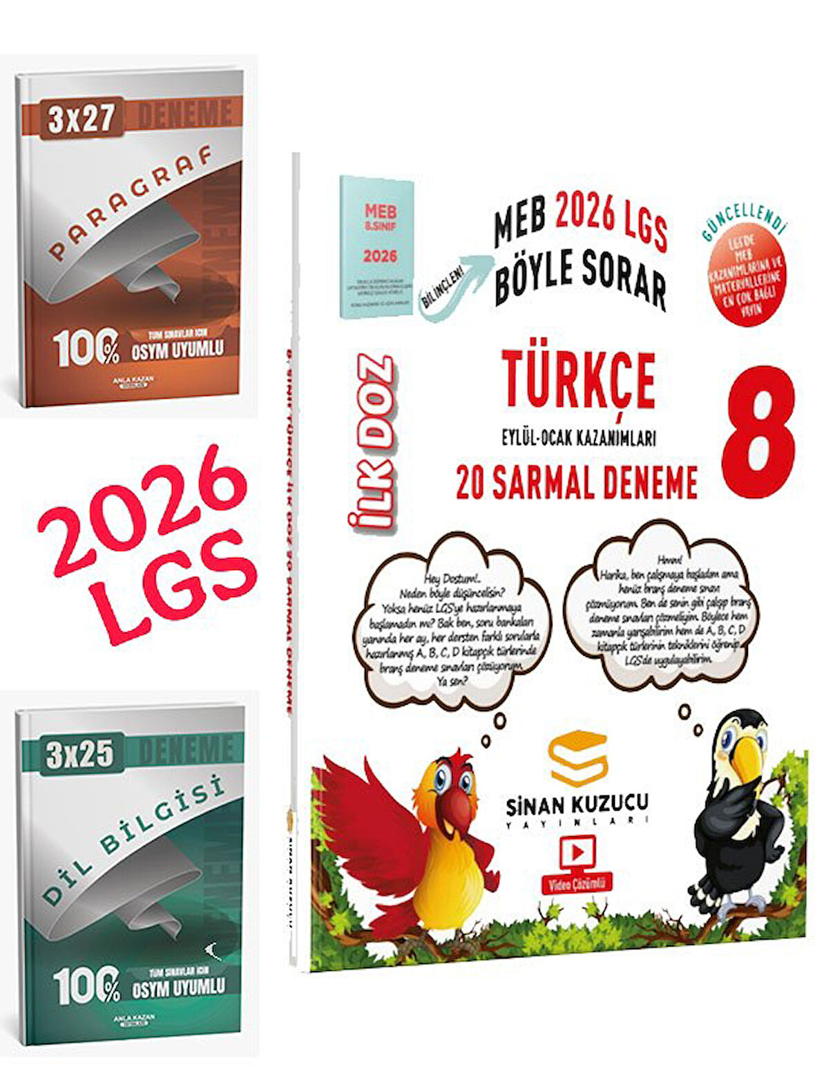 Sinan Kuzucu 2026 8.Sınıf LGS MEB Ne Sorar Türkçe 20 Sarmal Deneme+Anla Kazan Paragraf+Dilbilgisi Seti