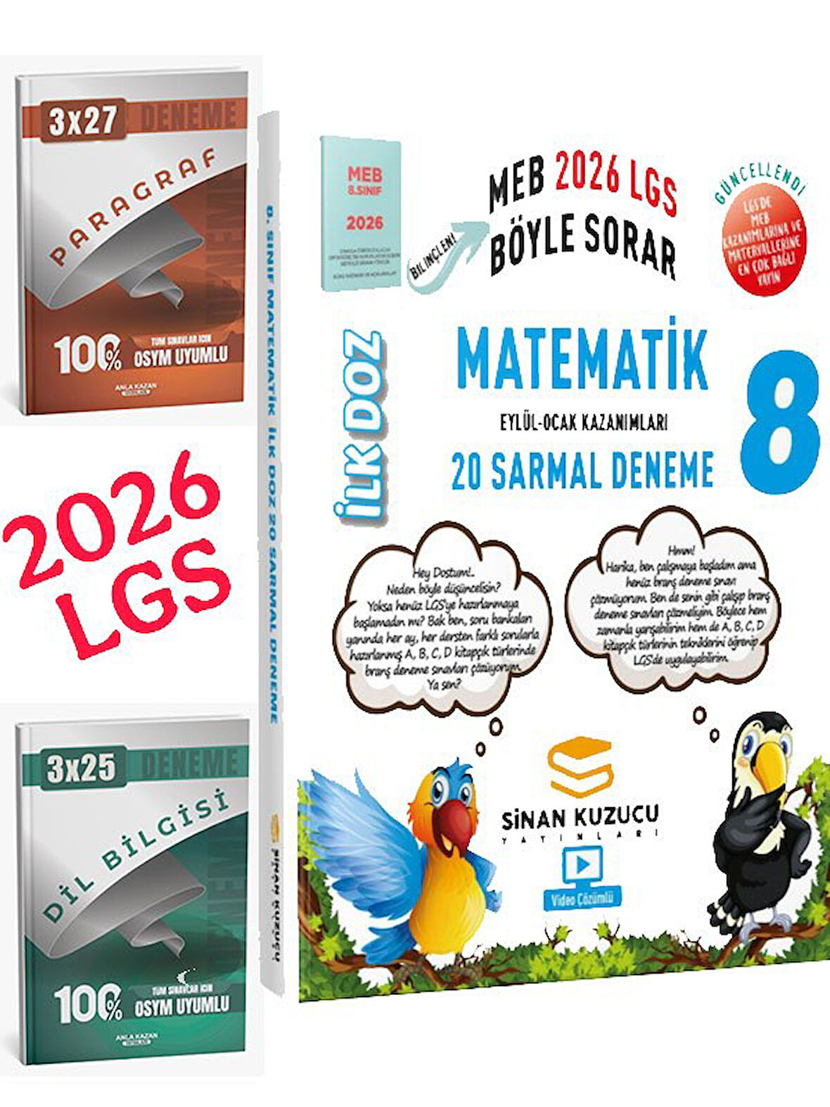 Sinan Kuzucu 2026 8.Sınıf LGS MEB Ne Sorar Matematik 20 Sarmal Deneme+Anla Kazan Paragraf+Dilbilgisi Seti