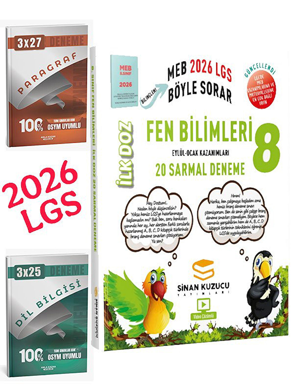 Sinan Kuzucu 2026 8.Sınıf LGS MEB Ne Sorar Fen Bilimleri 20 Sarmal Deneme+Anla Kazan Paragraf+Dilbilgisi Seti
