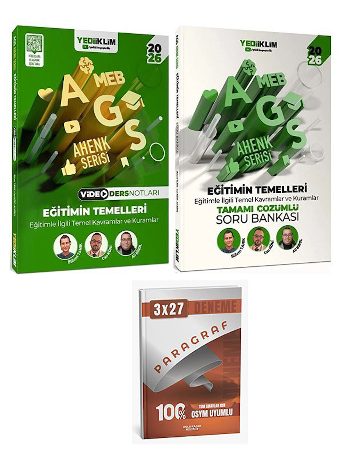 Yediiklim 2026 MEB-AGS Eğitimin Temelleri Video Ders Notları + Soru Bankası 2 li Set+Anla Kazan Paragraf