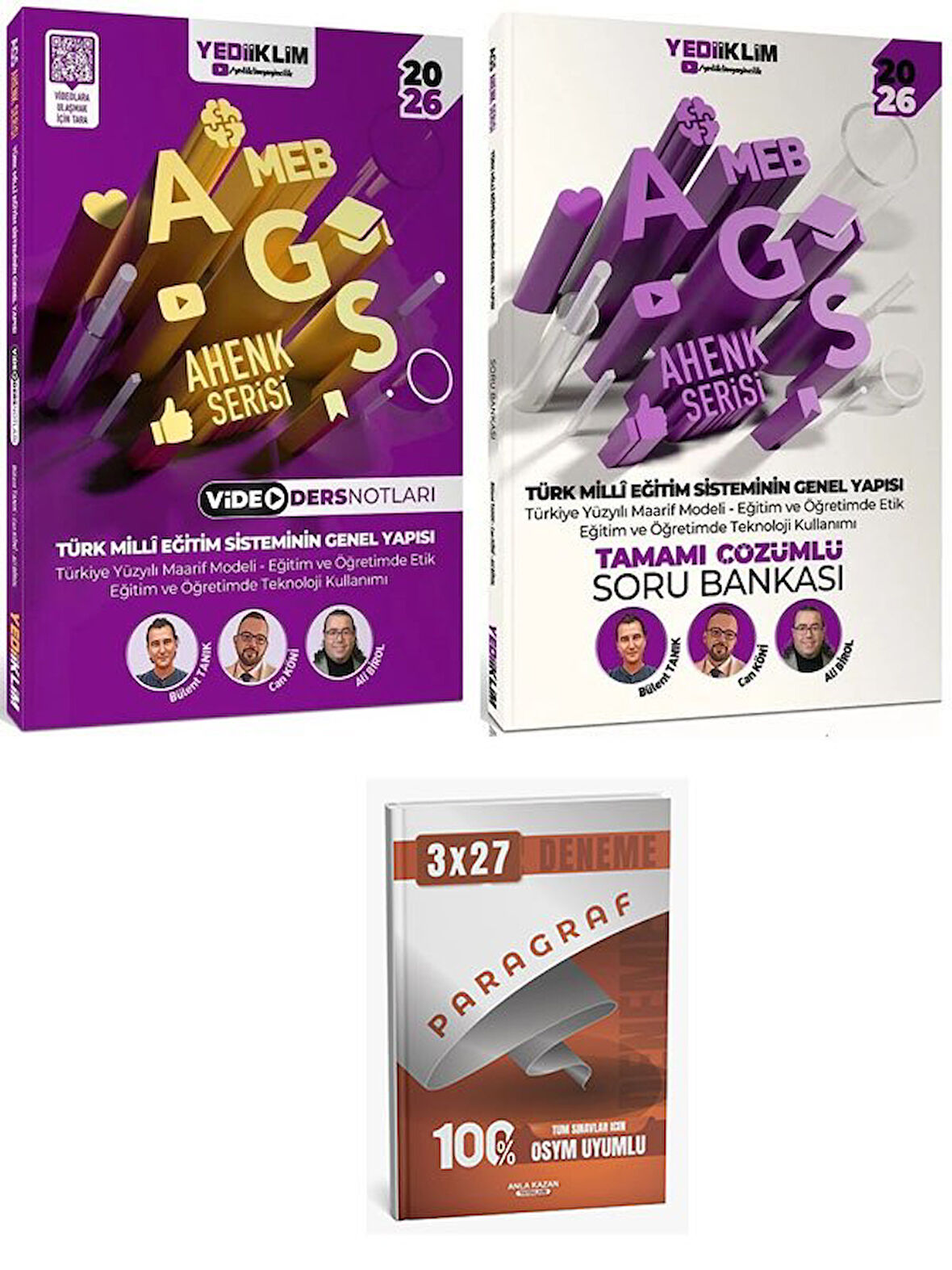 Yediiklim 2026 MEB-AGS Türk Milli Eğitim Sisteminin Genel Yapısı Video Ders Notları + Soru Bankası 2 li Set+Anla Kazan Paragraf