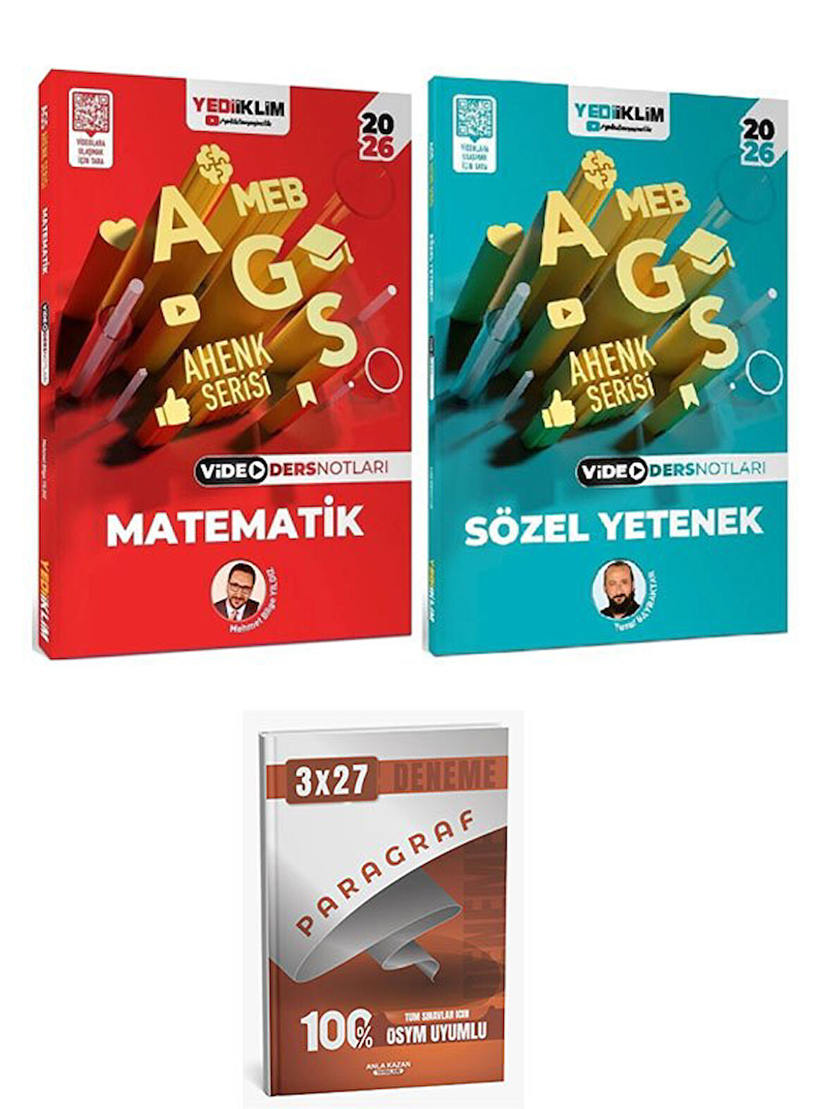 Yediiklim 2026 MEB-AGS Matematik Sayısal + Sözel Yetenek Video Ders Notları 2 li Set Ahenk Serisi+Anla Kazan Paragraf