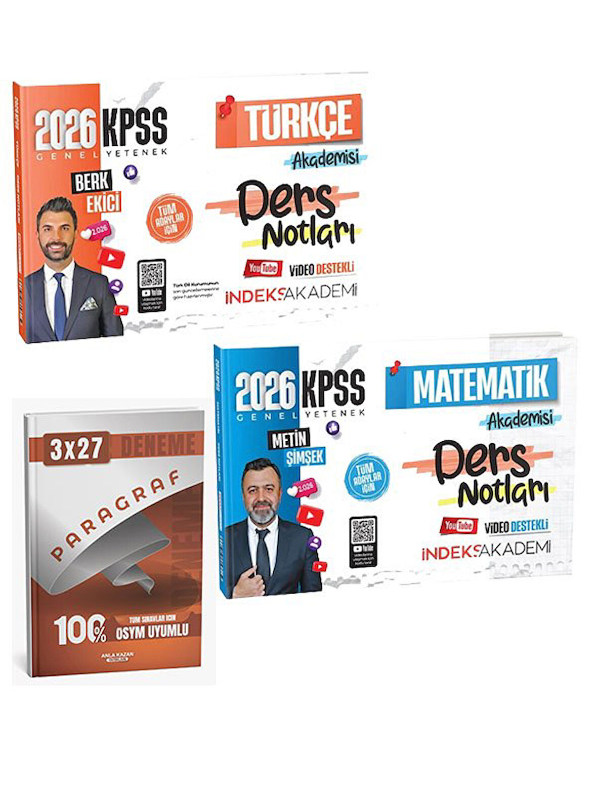  İndeks Akademi 2026 KPSS Türkçe + Matematik Akademisi Video Ders Notları 2 li Set+Anla Kazan Paragraf