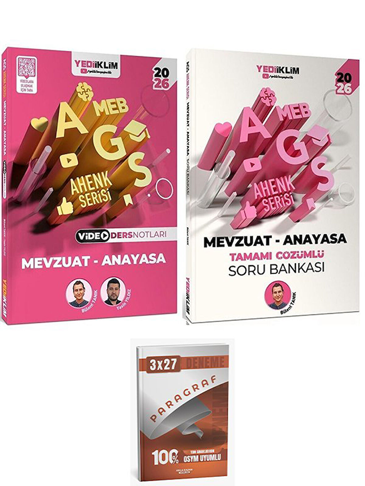 Yediiklim 2026 MEB-AGS Mevzuat - Anayasa Video Ders Notları + Soru Bankası 2 li Set Anla Kazan Deneme