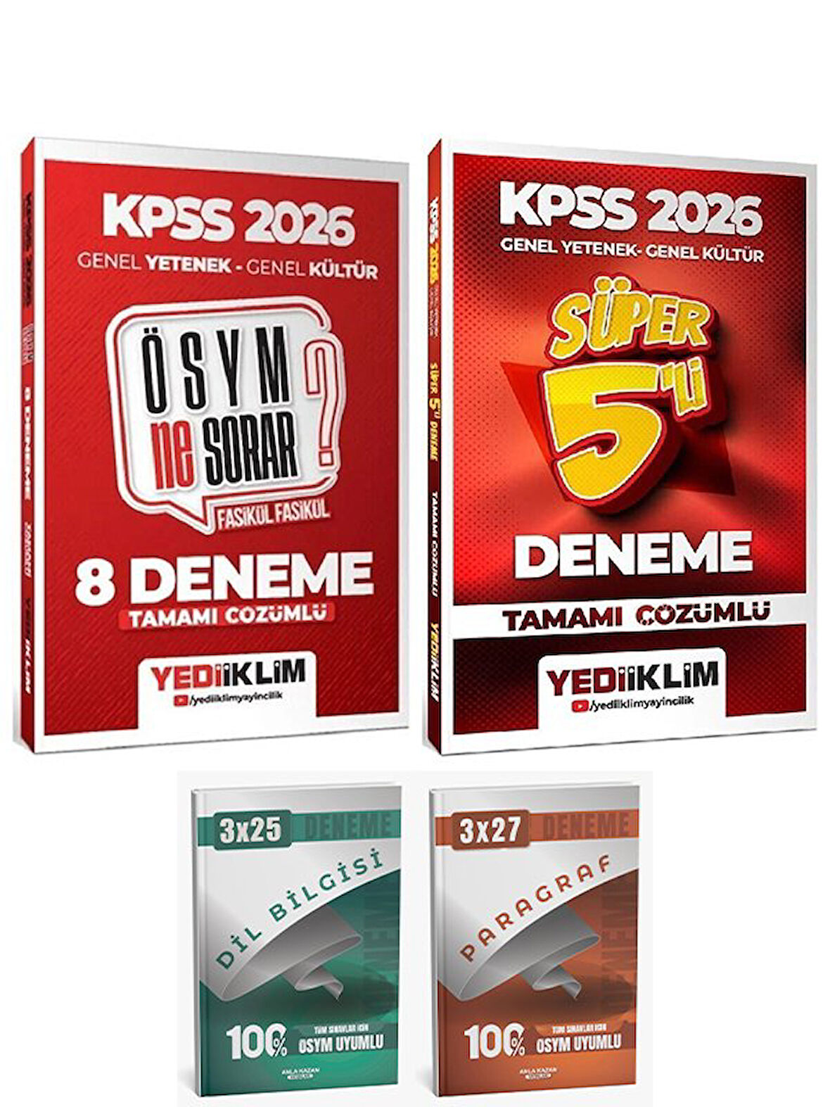 Yediiklim 2026 KPSS Genel Yetenek Genel Kültür ÖSYM Ne Sorar Süper 8+5 Deneme 2 li Set Anla Kazan Deneme