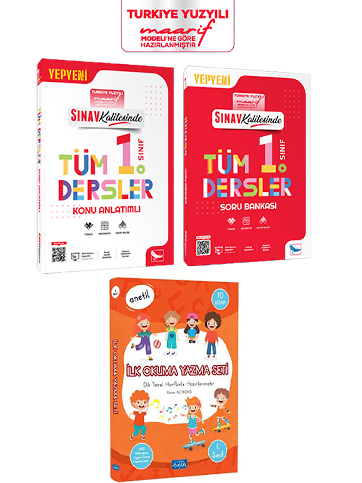 Sınav 2026 Maarif 1. Sınıf Konu + Soru + Parıltı İlk Okuma Anetil 3 lü Set