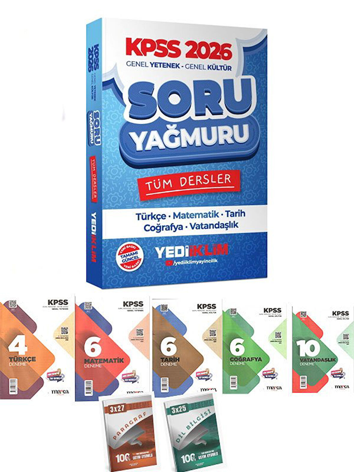 Yediiklim 2026 KPSS Genel Yetenek Genel Kültür Tüm Dersler Soru Yağmuru+7 Deneme Seti