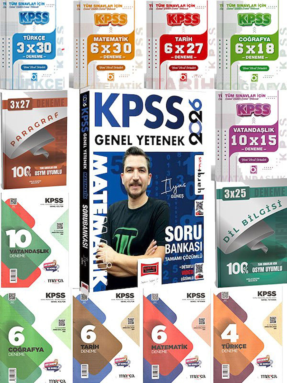 Yargı Yayınları 2026 KPSS Genel Yetenek Tamamı Çözümlü Matematik Soru Bankası (İlyas Güneş)+69 Deneme