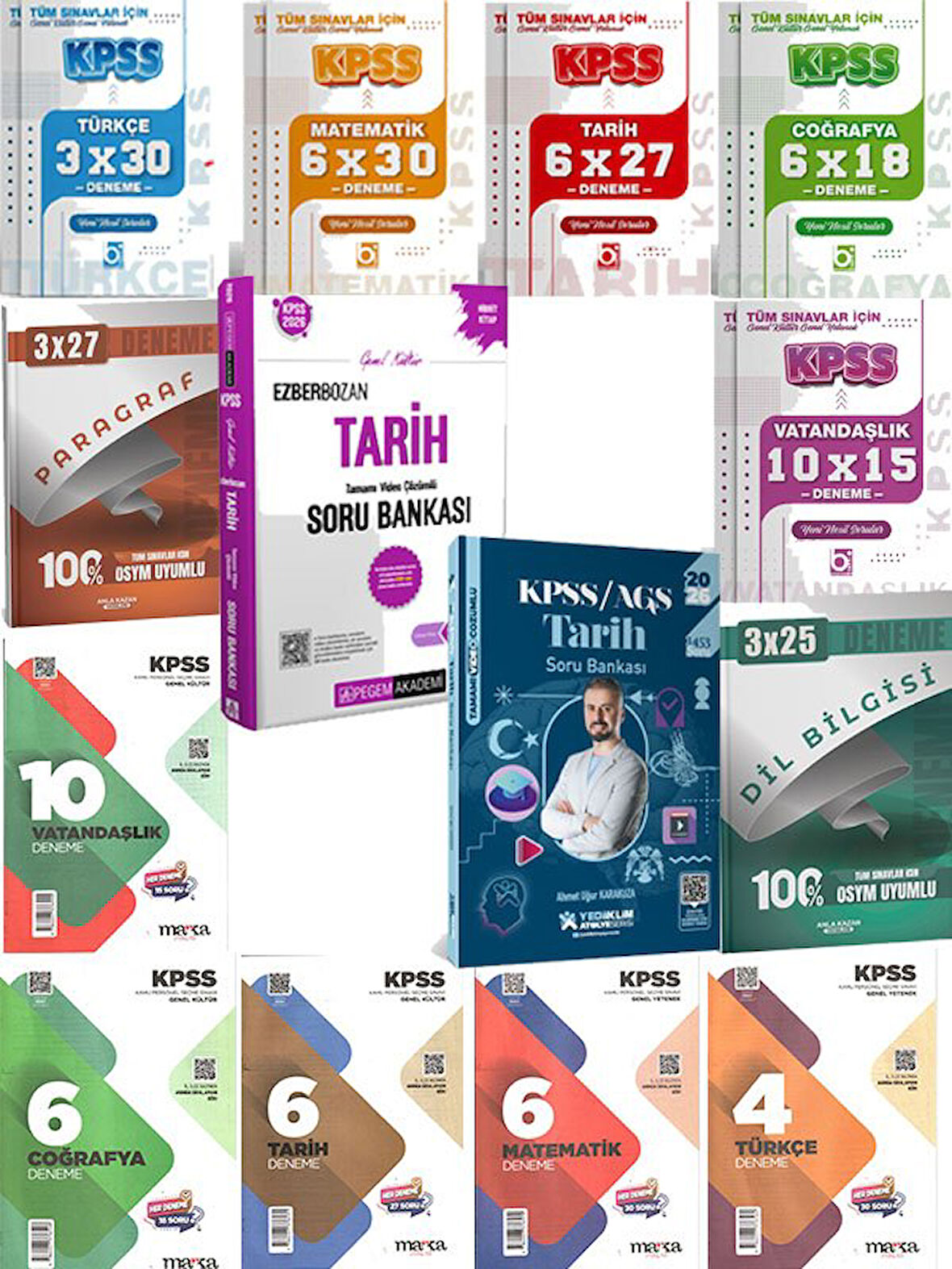 Yediiklim+Pegem 2026 KPSS Genel Kültür Atölye Tarih Tamamı Video Çözümlü Soru Bankası+69 Deneme