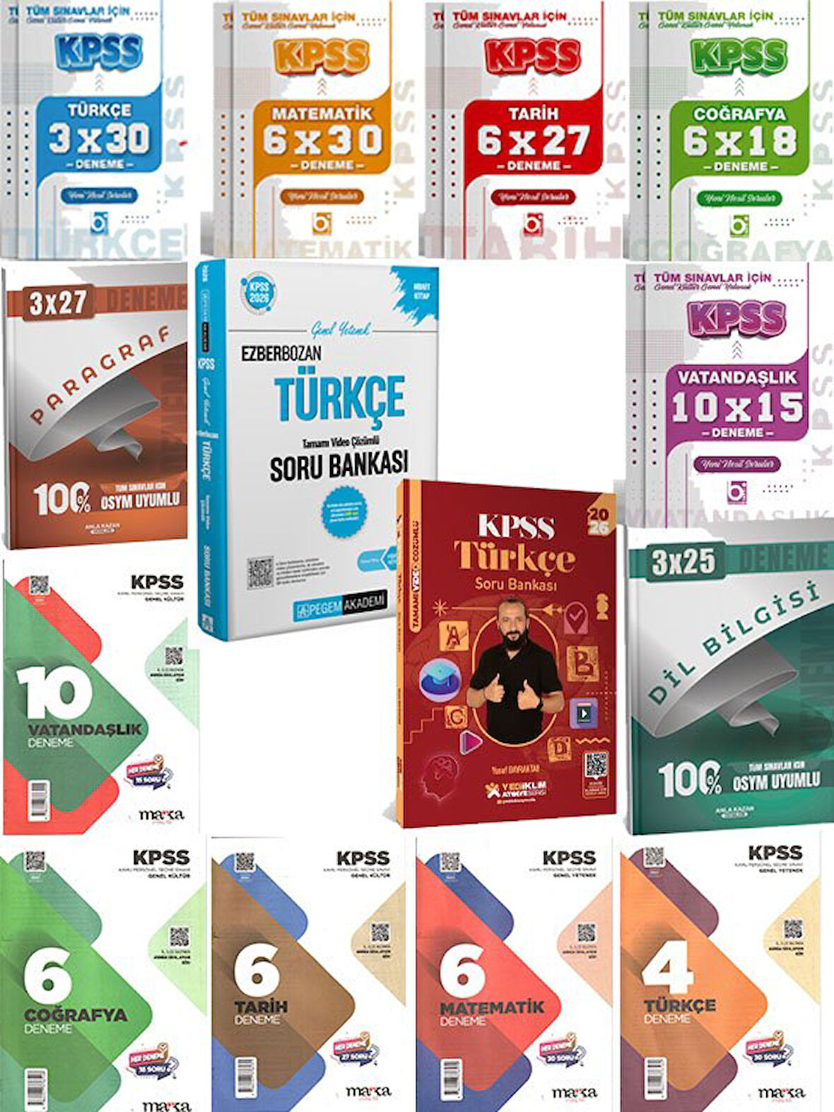 Yediiklim+Pegem 2026 KPSS Genel Yetenek Atölye Serisi Türkçe Tamamı Video Çözümlü Soru Bankası+69 Deneme