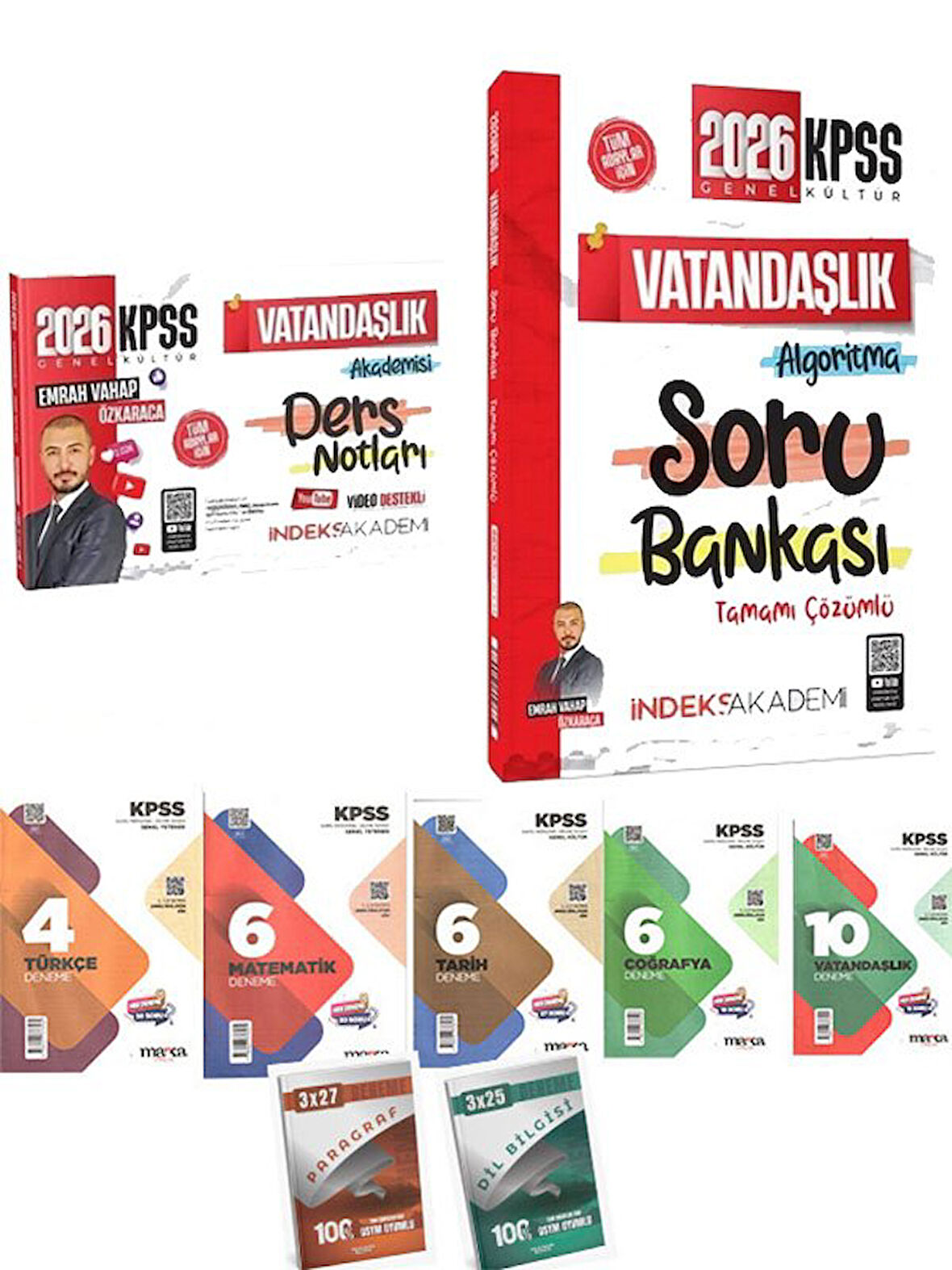 İndeks Akademi 2026 KPSS Vatandaşlık Akademisi Video Ders Notları + Soru Bankası 2 li Set+7'li Deneme
