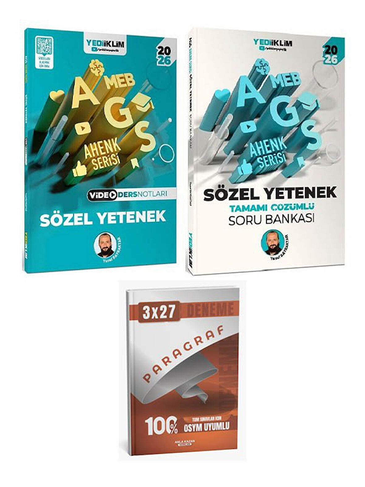 Yediiklim 2026 MEB-AGS Sözel Yetenek Video Ders Notları + Soru Bankası 2 li Set Ahenk Serisi+Anla Kazan Paragraf