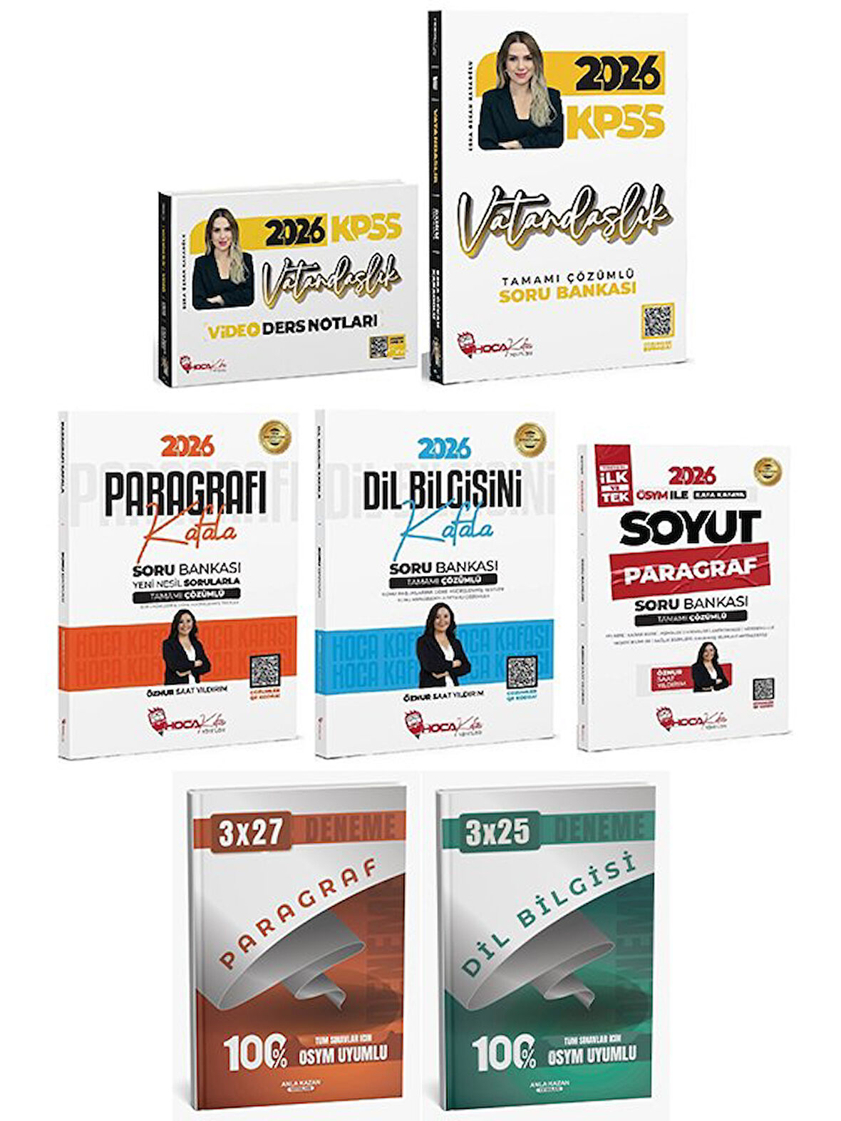 Anla Kazan + Hoca Kafası 2026 KPSS Vatandaşlık + Paragraf + Dil Bilgisi Video Ders Notları + Soru Bankası 5 li Set - Esra Özkan Karaoğlu, Öznur Saat Yıldırım Anla Kazan + Hoca Kafası Yayınları