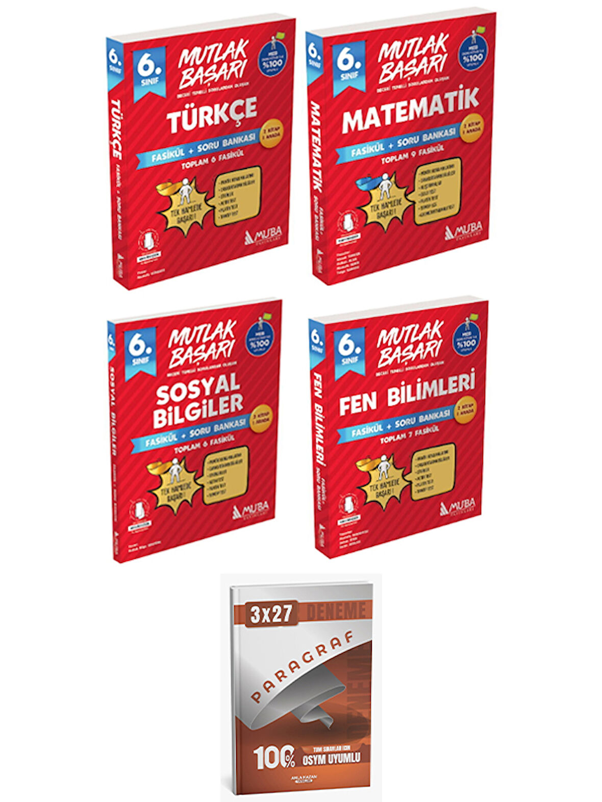 Anla Kazan + Muba 2026 6. Sınıf Fasikül Soru Türkçe + Matematik + Fen + Sosyal+Paragraf Deneme 5li