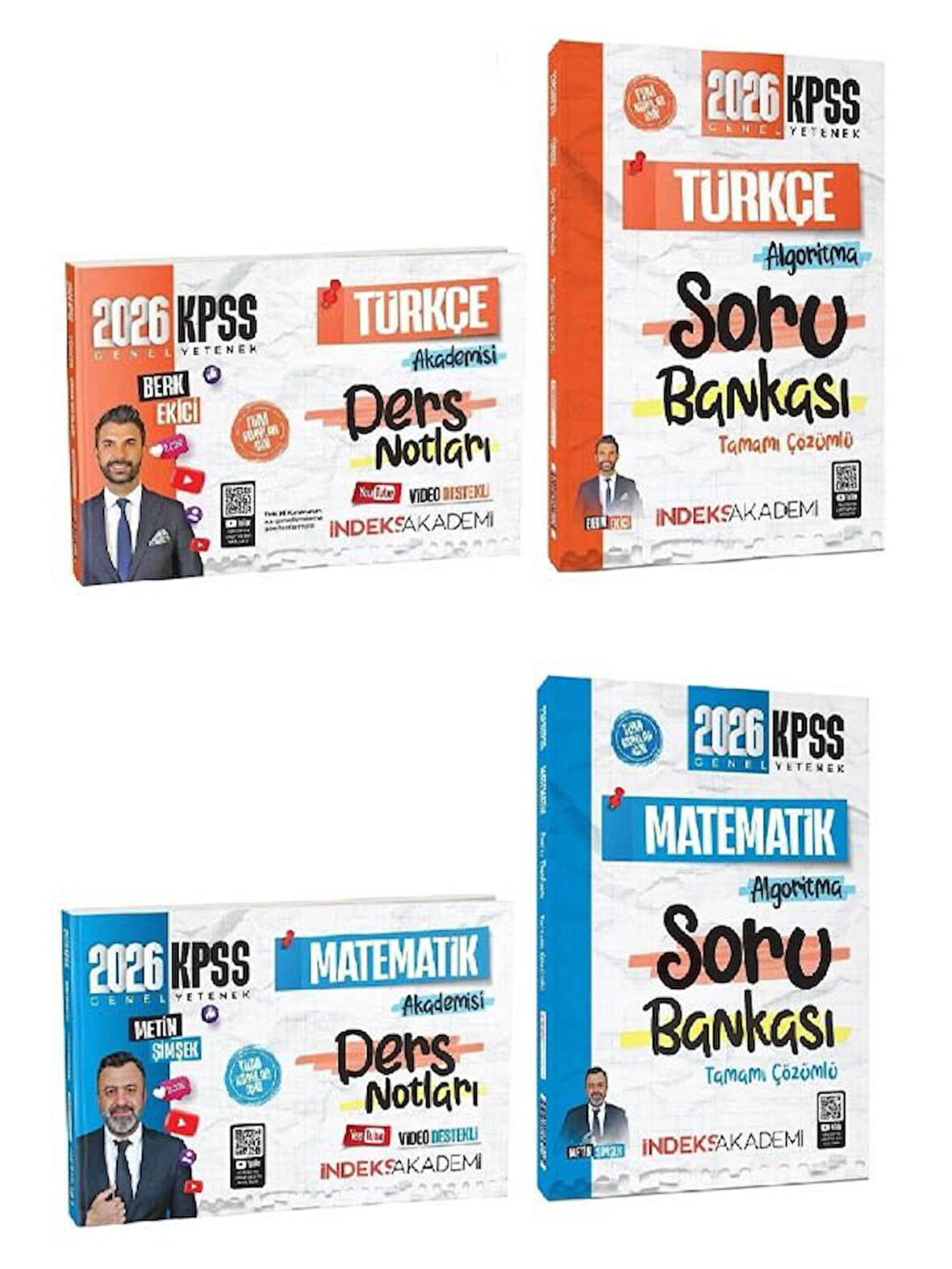 İndeks 2026 KPSS Türkçe + Matematik Video Ders Notları + Soru Bankası 4 lü Set