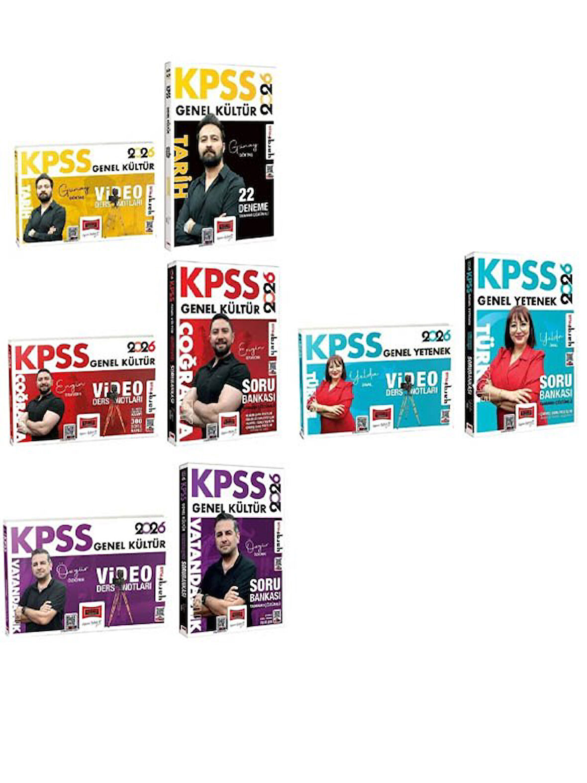 Yargı 2026 KPSS Tarih + Coğrafya + Vatandaşlık + Türkçe Video Ders Notları + Soru Bankası 8 li Set