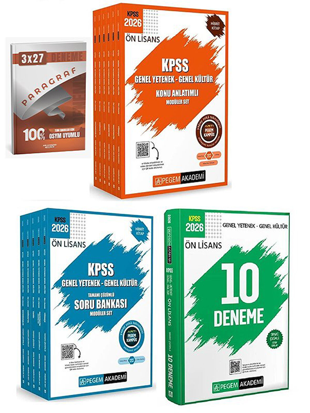 Pegem 2026 KPSS Ön Lisans Konu + Soru Bankası Modüler + 10 Deneme 3 lü Set AnlaKazan Paragraf
