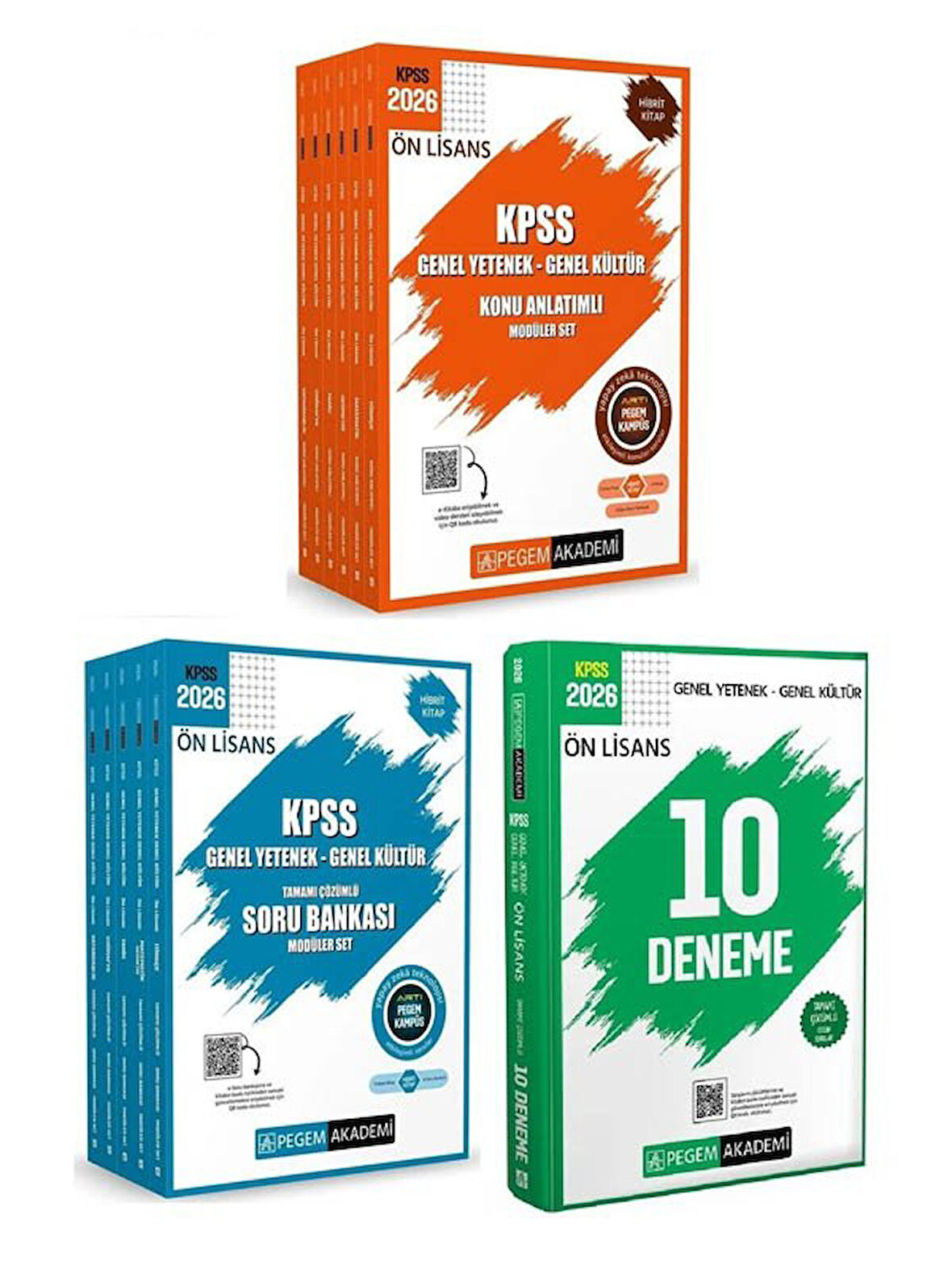 Pegem 2026 KPSS Ön Lisans Konu + Soru Bankası Modüler + 10 Deneme 3 lü Set
