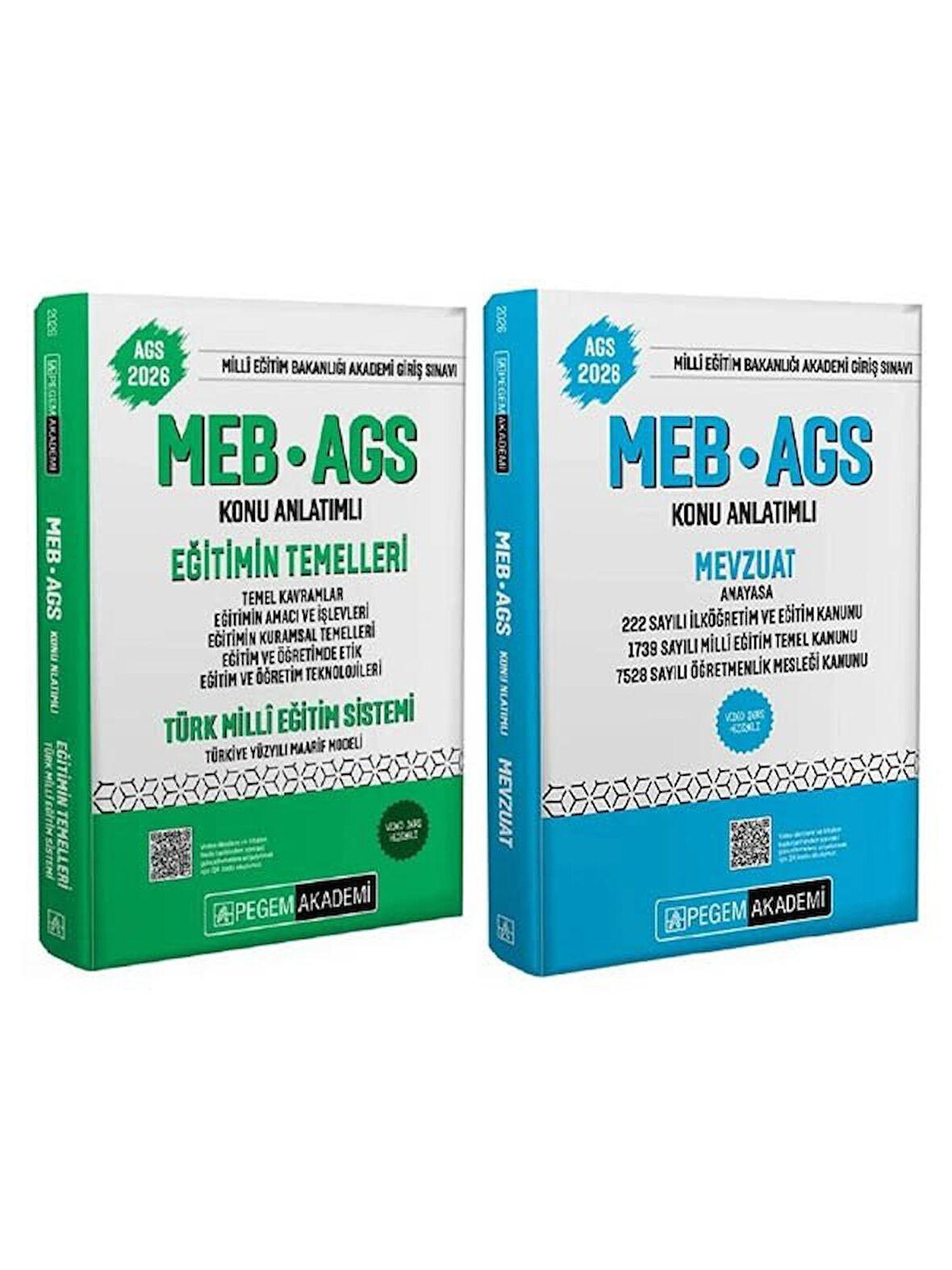 Pegem 2026 MEB-AGS Eğitimin Temelleri ve Türk Milli Eğitim Sistemi + Mevzuat Konu Anlatımlı 2 li Set