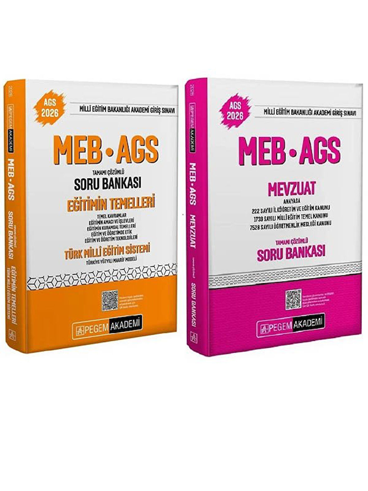 Pegem 2026 MEB-AGS Eğitimin Temelleri ve Türk Milli Eğitim Sistemi + Mevzuat Soru Bankası 2 li Set