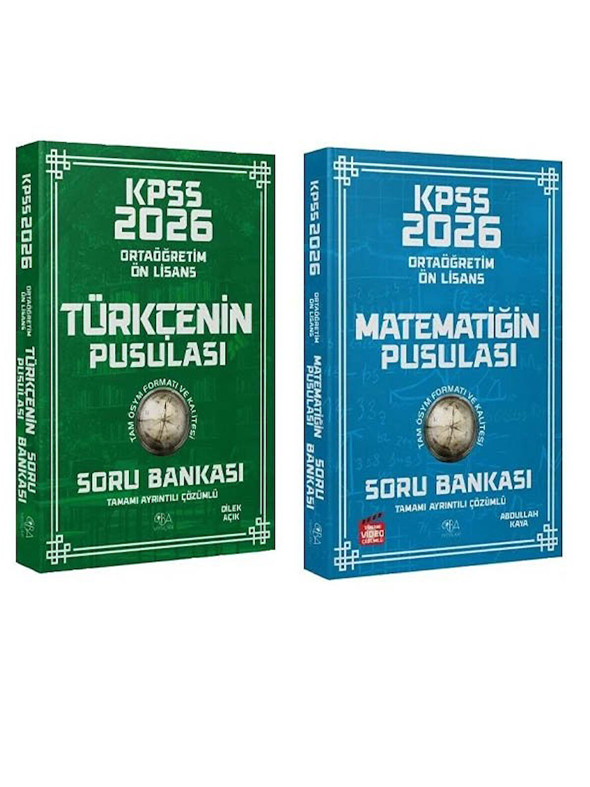 CBA Yayınları KPSS Lise Ortaöğretim Ön Lisans Türkçe + Matematik Pusulası Soru Bankası 2 li Set 