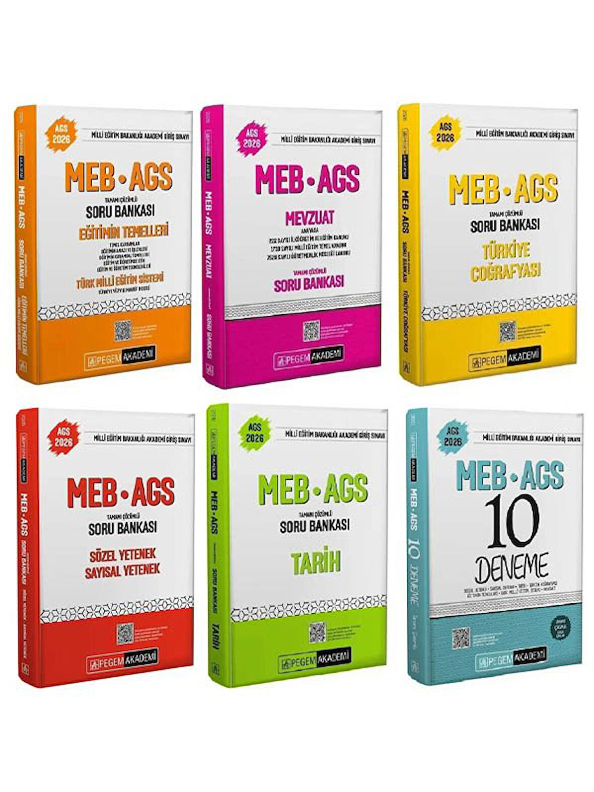 Pegem 2026 MEB-AGS Tüm Dersler Soru Bankası + 10 Deneme 6 lı Set 