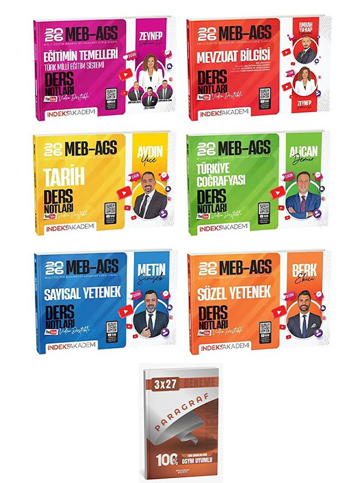 İndeks + Anla Kazan 2026 MEB-AGS Tüm Dersler Ders Notları 6 lı Set İndeks Akademi Yayıncılık