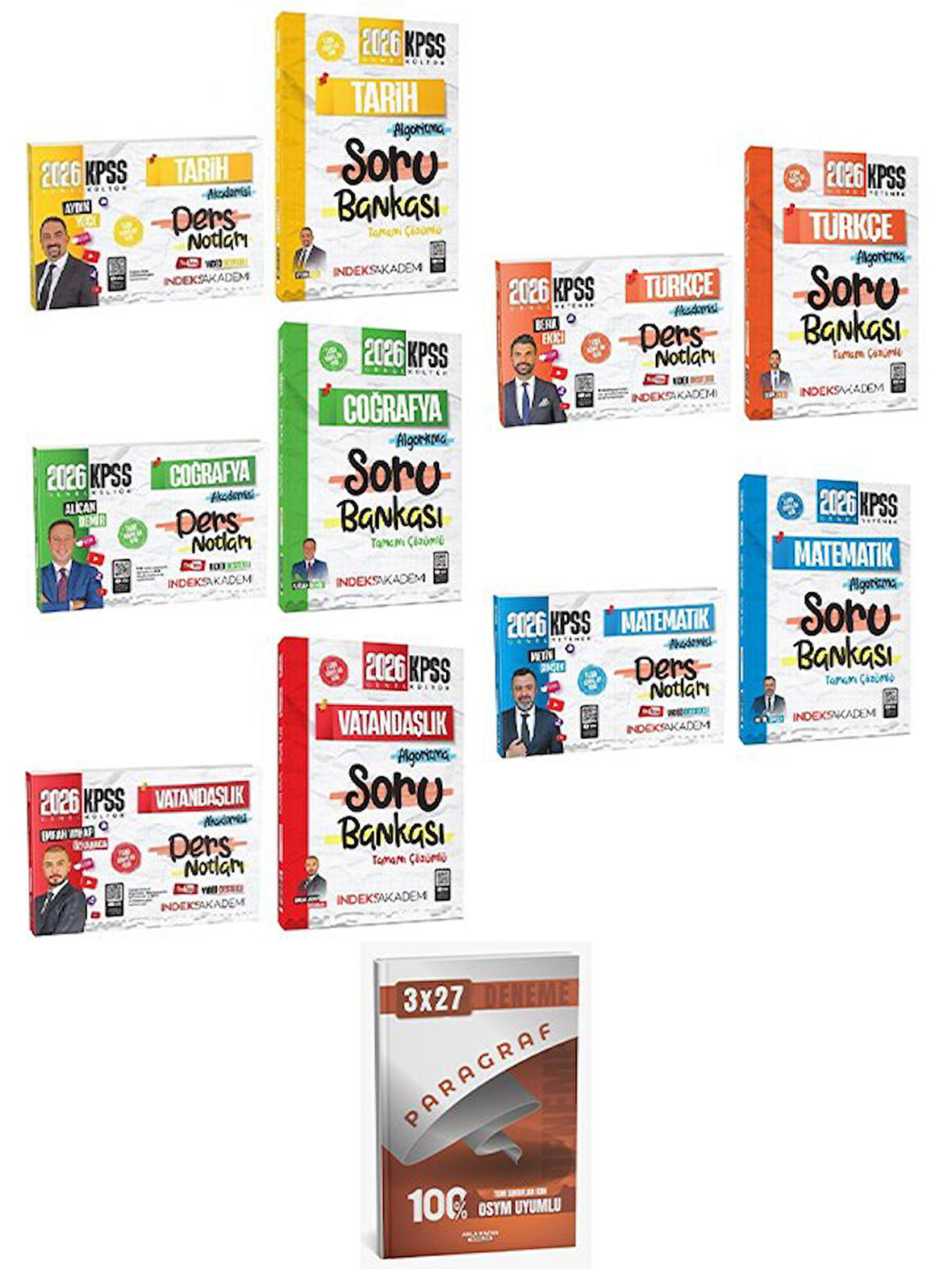 İndeks + Anla Kazan 2026 KPSS Genel Yetenek Genel Kültür Video Ders Notları + Soru Bankası 10 lu Set İndeks Akademi Yayıncılık