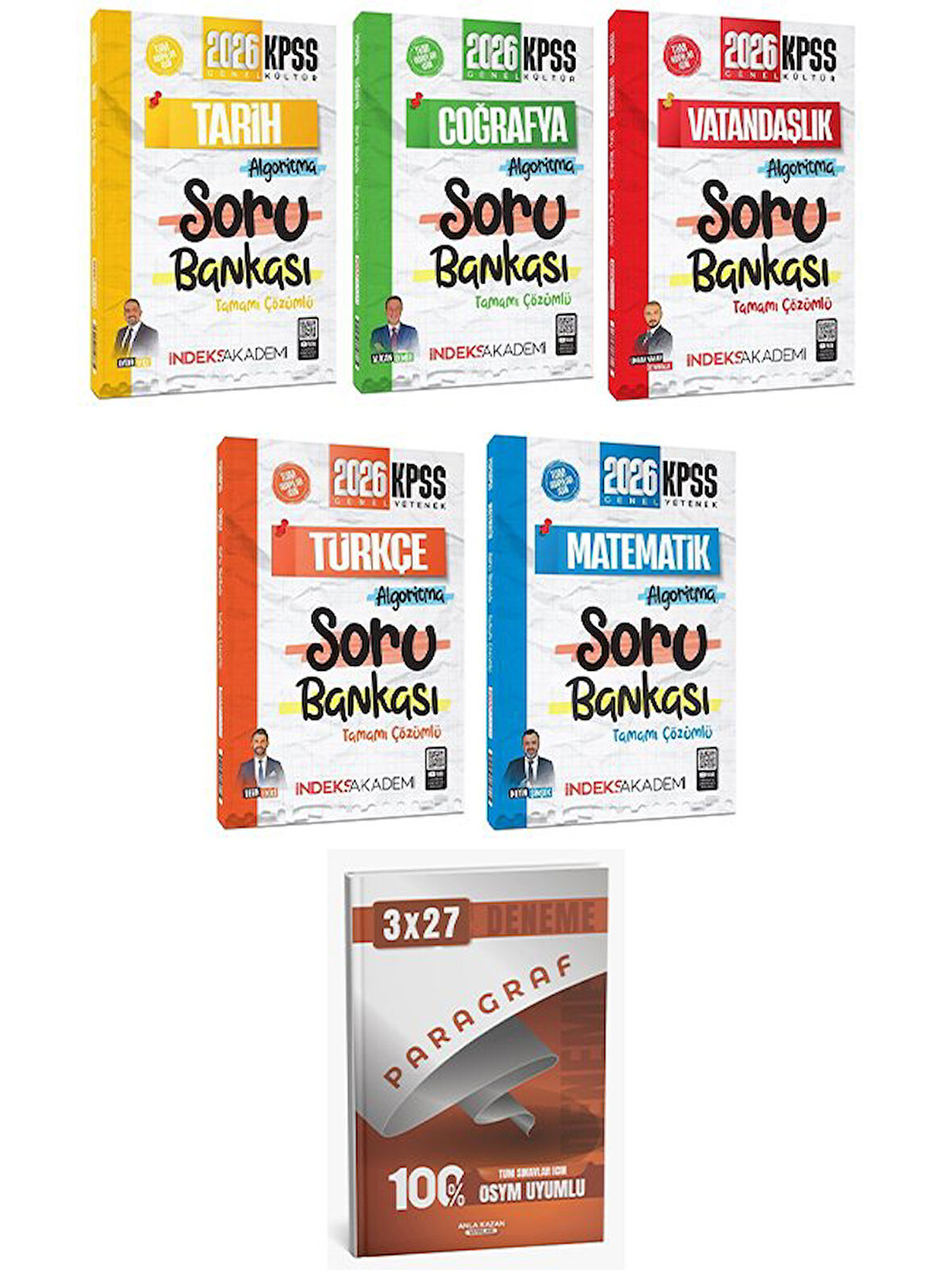 İndeks + Anla Kazan 2026 KPSS Genel Yetenek Genel Kültür Algoritma Soru Bankası 5 li Set İndeks Akademi Yayıncılık