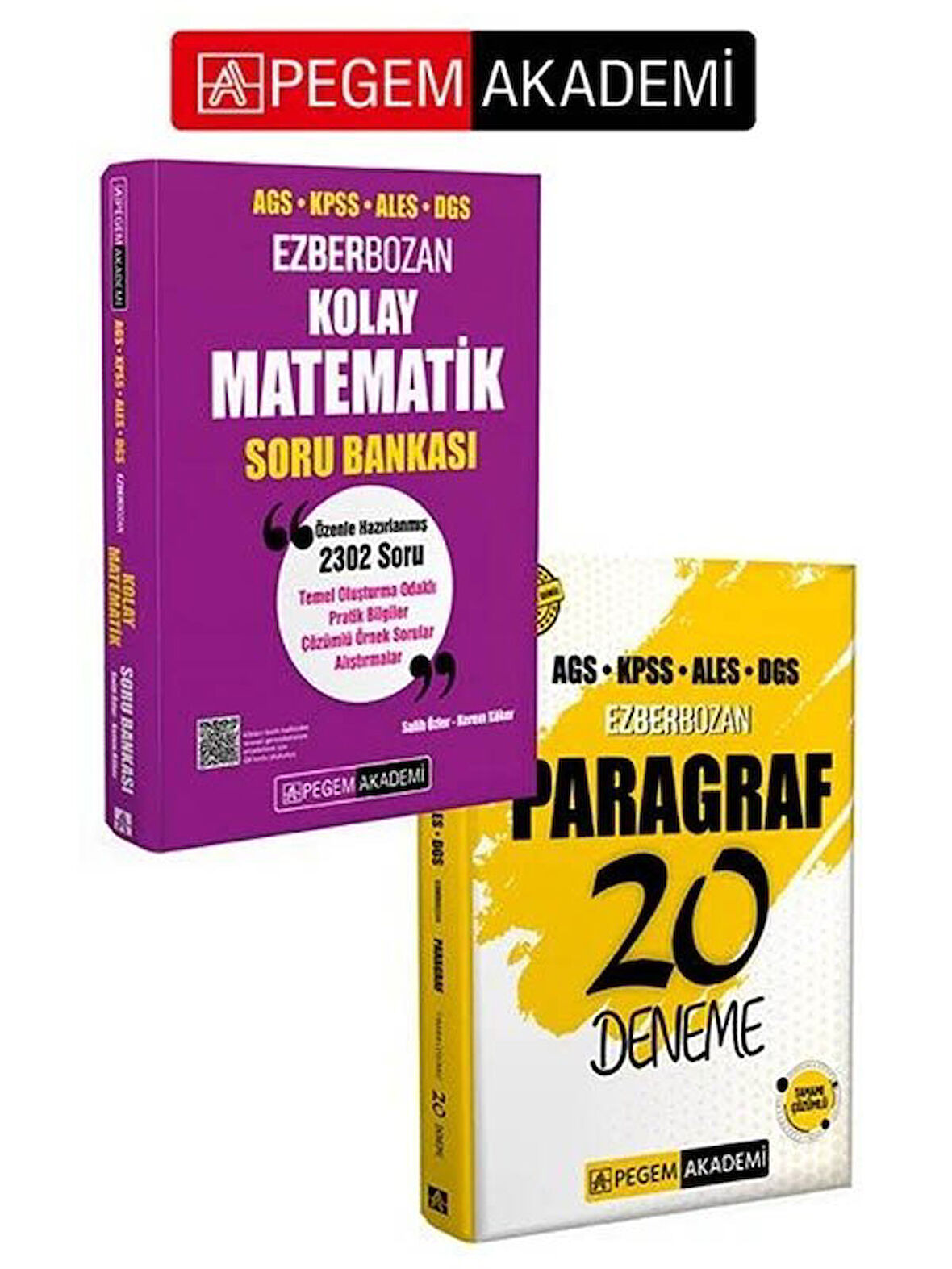 Pegem 2026  KPSS MEB-AGS ALES DGS Kolay Matematik Ezberbozan Soru Bankası + Paragraf Ezberbozan 20 Deneme 2 li Set
