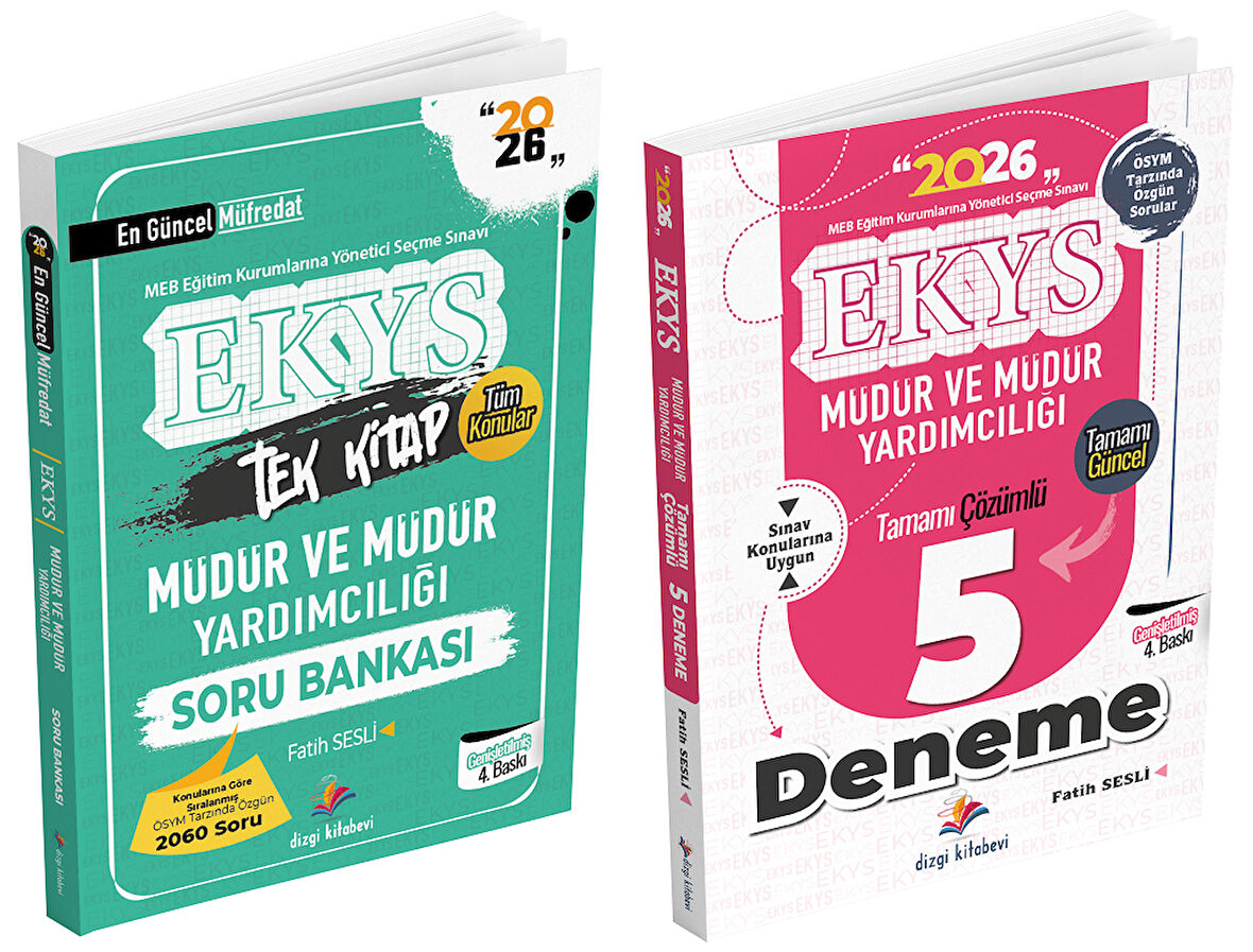 Dizgi Kitap 2026 MEB EKYS Müdür ve Yardımcılığı Soru Bankası + 5 Deneme 2 li Set - Fatih Sesli Dizgi Kitap