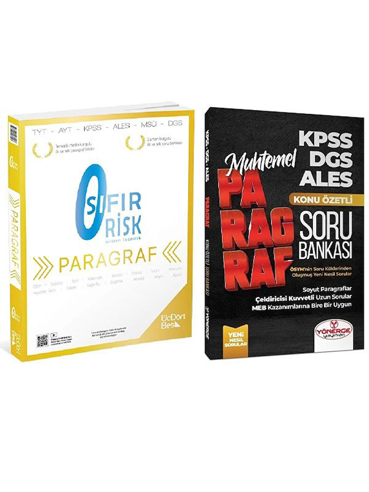 Üç Dört Beş + Yönerge 2026 YKS TYT AYT KPSS Sıfır Risk + Muhtemel Paragraf Soru Bankası 2 li Set