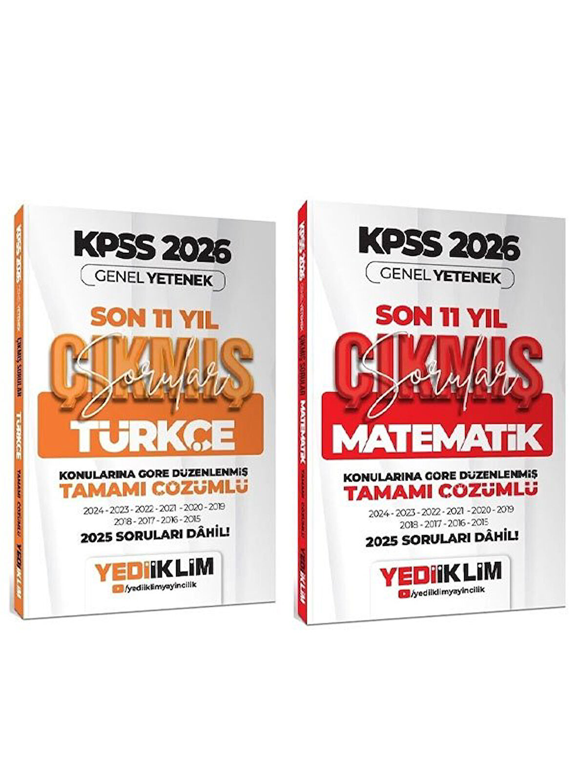 Yediiklim 2026 KPSS Türkçe + Matematik Çıkmış Sorular Son 11 Yıl Konularına Göre 2 li Set 
