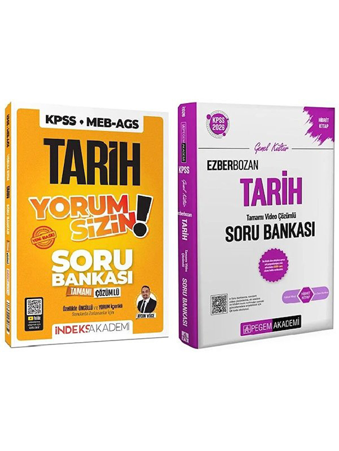 Pegem + İndeks 2026 KPSS Tarih Ezberbozan + Yorum Sizin Soru Bankası 2 li Set