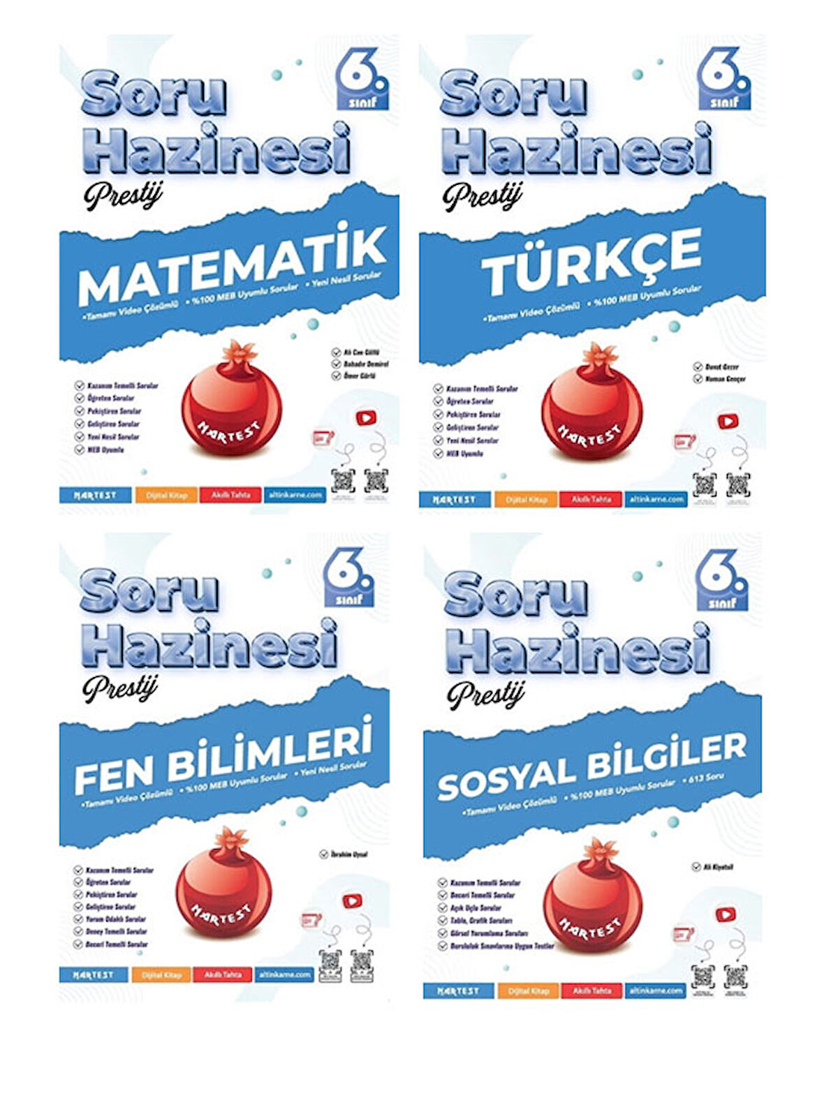 Nartest 6. Sınıf Türkçe Matematik Fen Sosyal Prestij Soru Hazinesi Maarif Model 4 lü Set