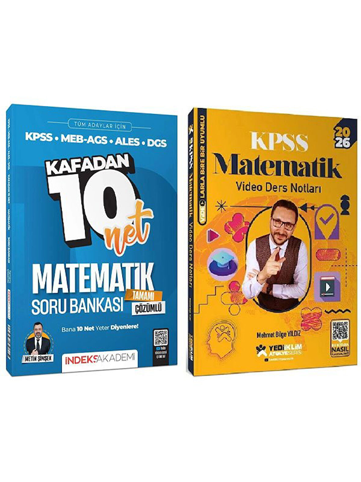 Yediiklim + İndeks 2026 KPSS Matematik Atölye Video Ders Notları + Kafadan 10 Net Soru Bankası 2 li Set 