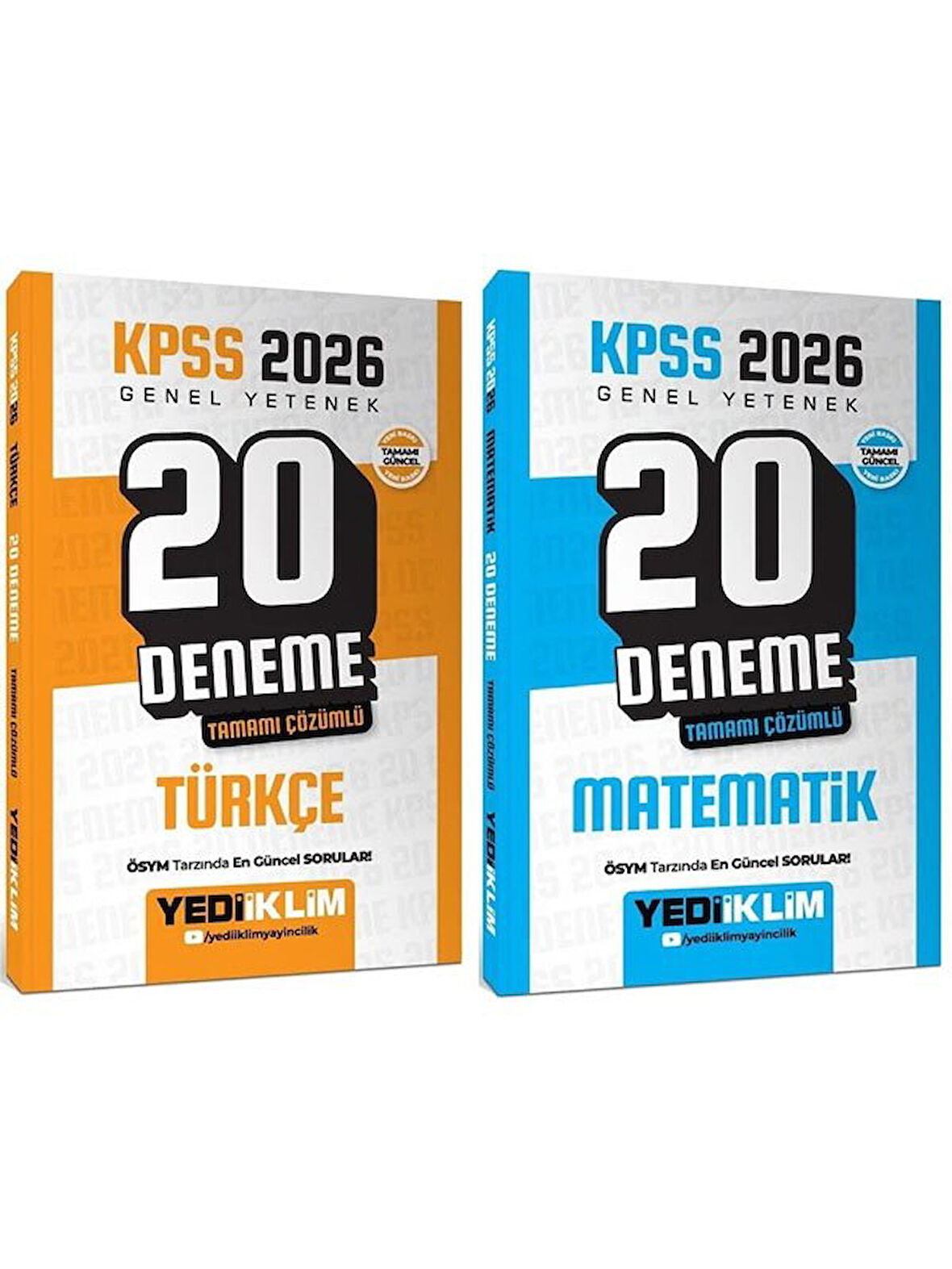 Yediiklim 2026 KPSS Türkçe + Matematik 20+20 Deneme 2 li Set