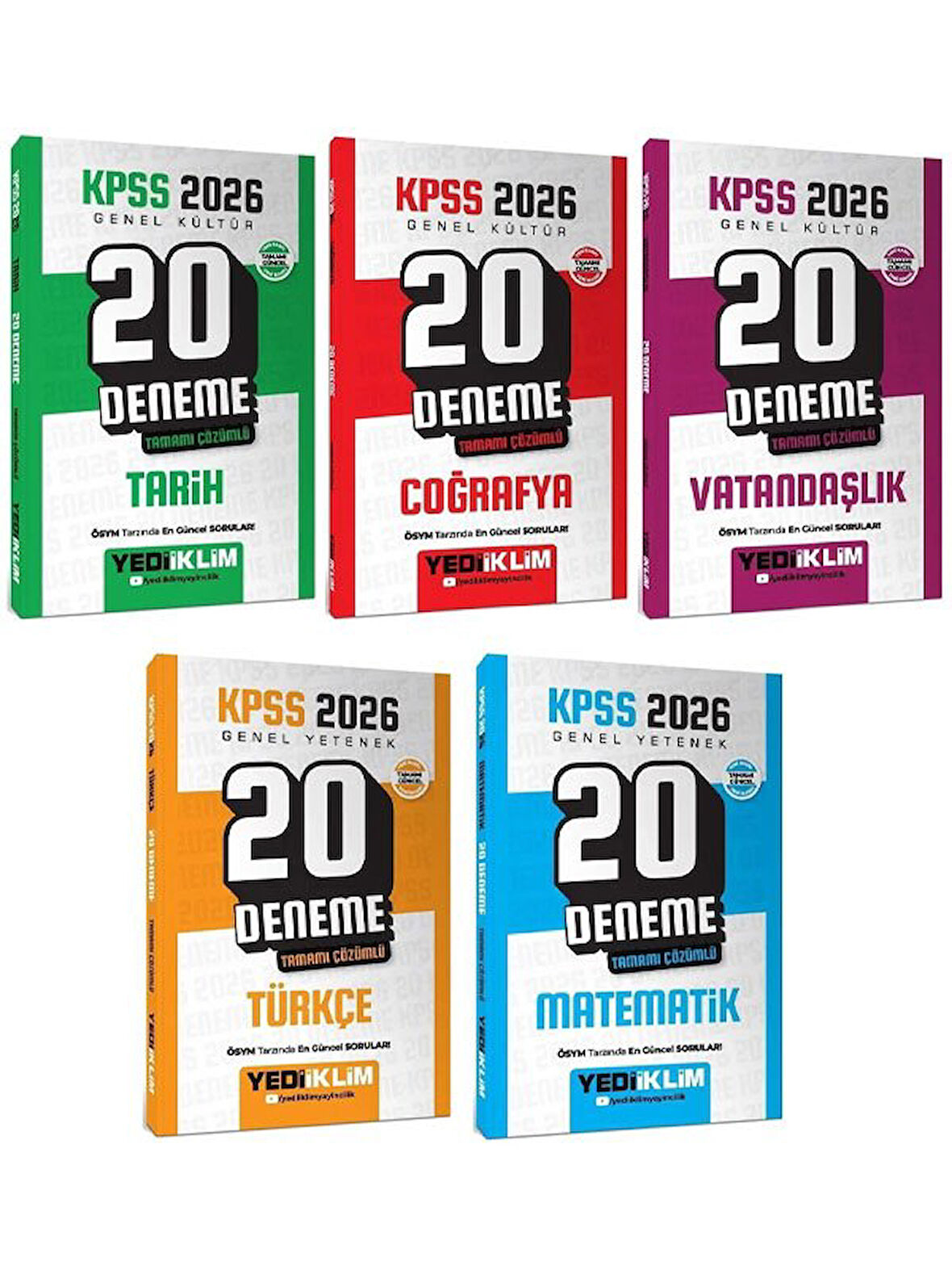 Yediiklim 2026 KPSS Genel Yetenek Genel Kültür 100 Deneme 5 li Set