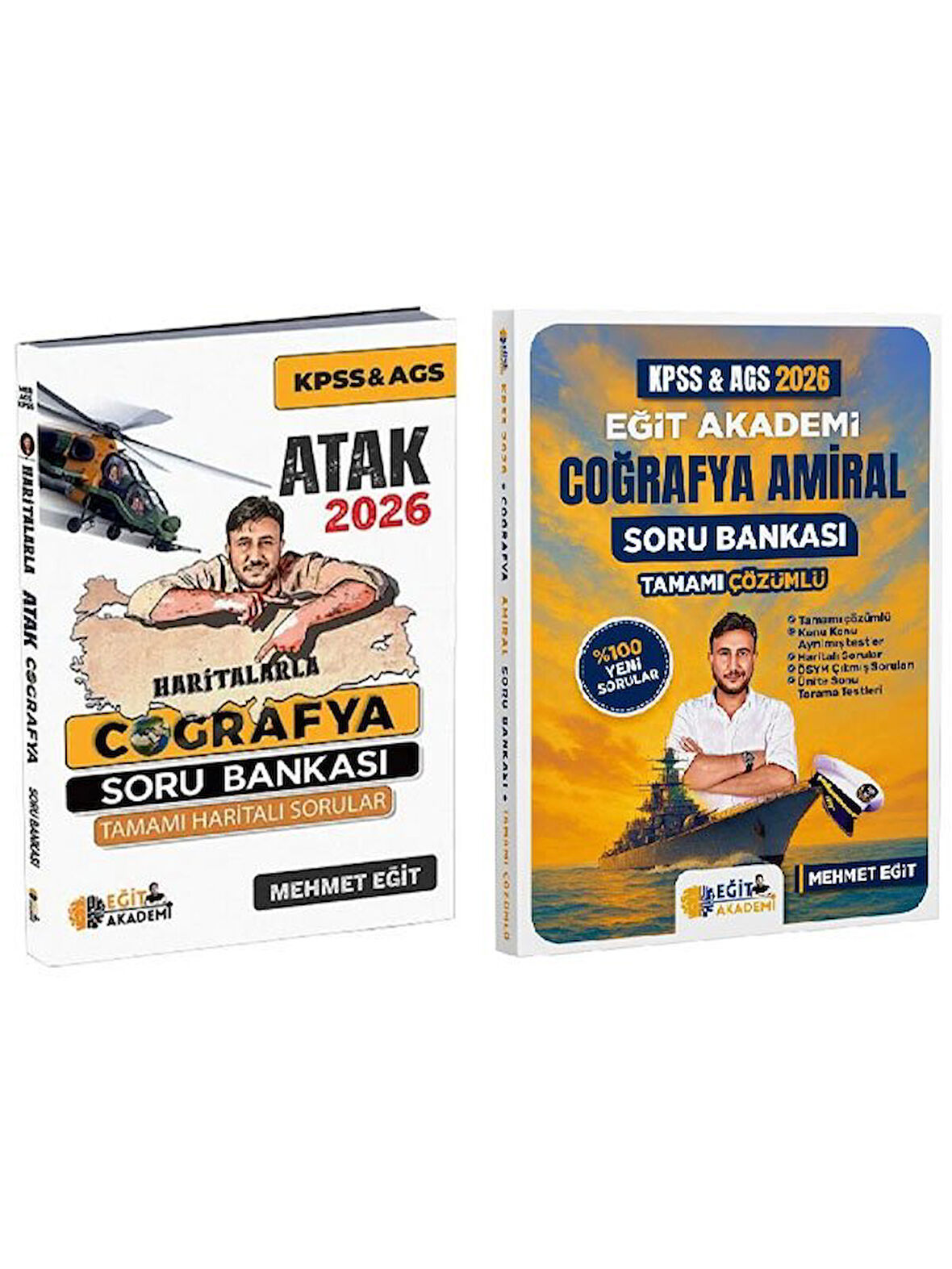Eğit Akademi 2026 KPSS MEB-AGS Haritalarla Atak + Amiral Coğrafya Soru Bankası 2 li Set 