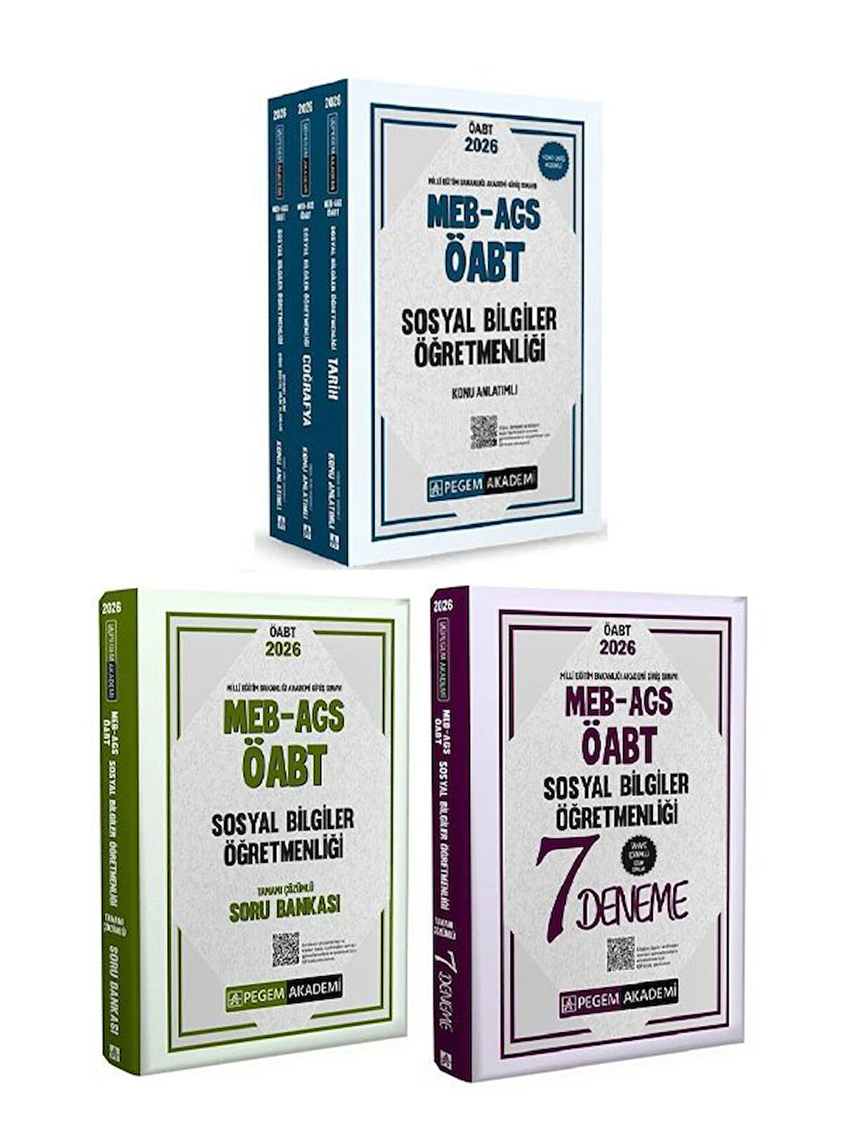 Pegem 2026 ÖABT MEB-AGS Sosyal Bilgiler Öğretmenliği Konu Anlatımlı + Soru Bankası + 7 Deneme 3 lü Set