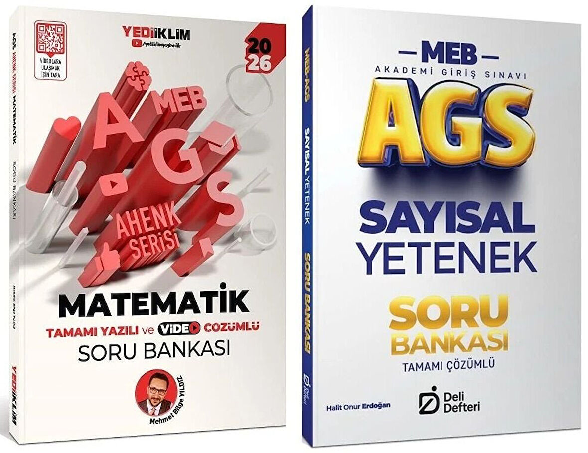 Yediiklim + Deli Defteri 2026 MEB-AGS Sayısal Yetenek-Matematik Soru Bankası 2 li Set Ahenk Serisi - Mehmet Bilge Yıldız Yediiklim + Deli Defteri Yayınları