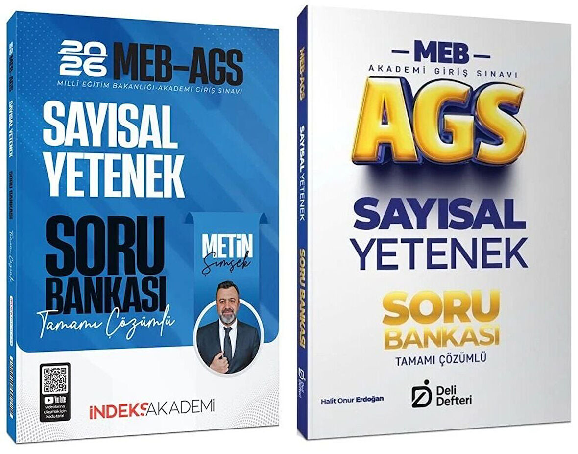 İndeks + Deli Defteri 2026 MEB-AGS Sayısal Yetenek Soru Bankası 2 li Set - Metin Şimşek İndeks Akademi + Deli Defteri Yayıncılık
