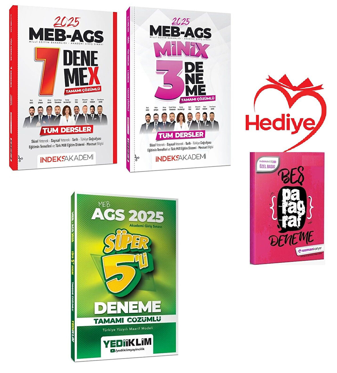 Yediiklim + İndeks 2025 MEB-AGS Tüm Dersler Süper 5+7+3 Deneme 3 lü Set Yediiklim + İndeks Akademi Yayınları - HEDİYELİ