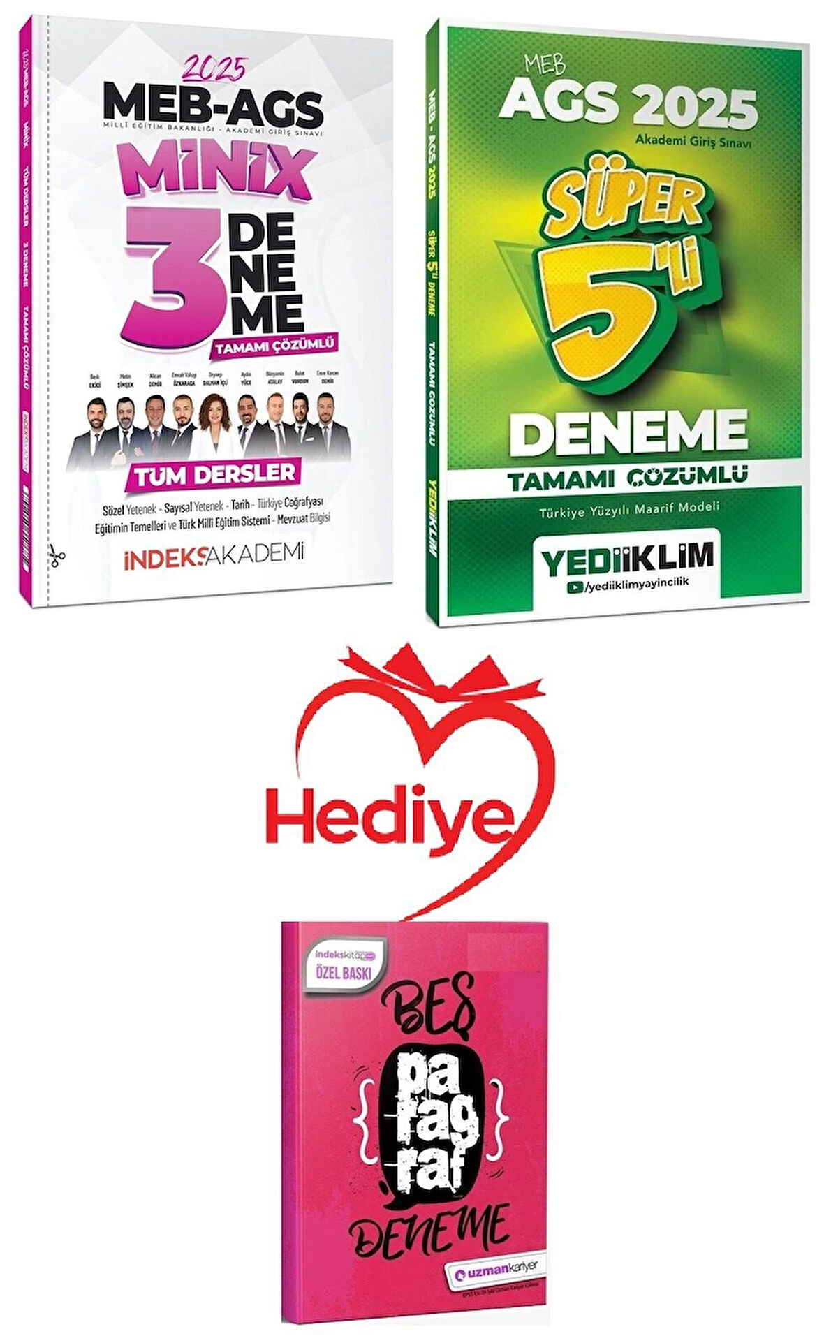 Yediiklim + İndeks 2025 MEB-AGS Tüm Dersler Süper 5+3 Deneme 2 li Set Yediiklim + İndeks Akademi Yayınları - HEDİYELİ
