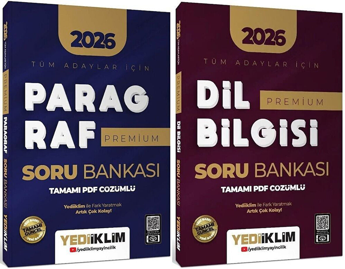 Yediiklim 2026 KPSS MEB-AGS DGS ALES TYT AYT MSÜ Paragraf + Dil Bilgisi Premium Soru Bankası 2 li Set Yediiklim Yayınları